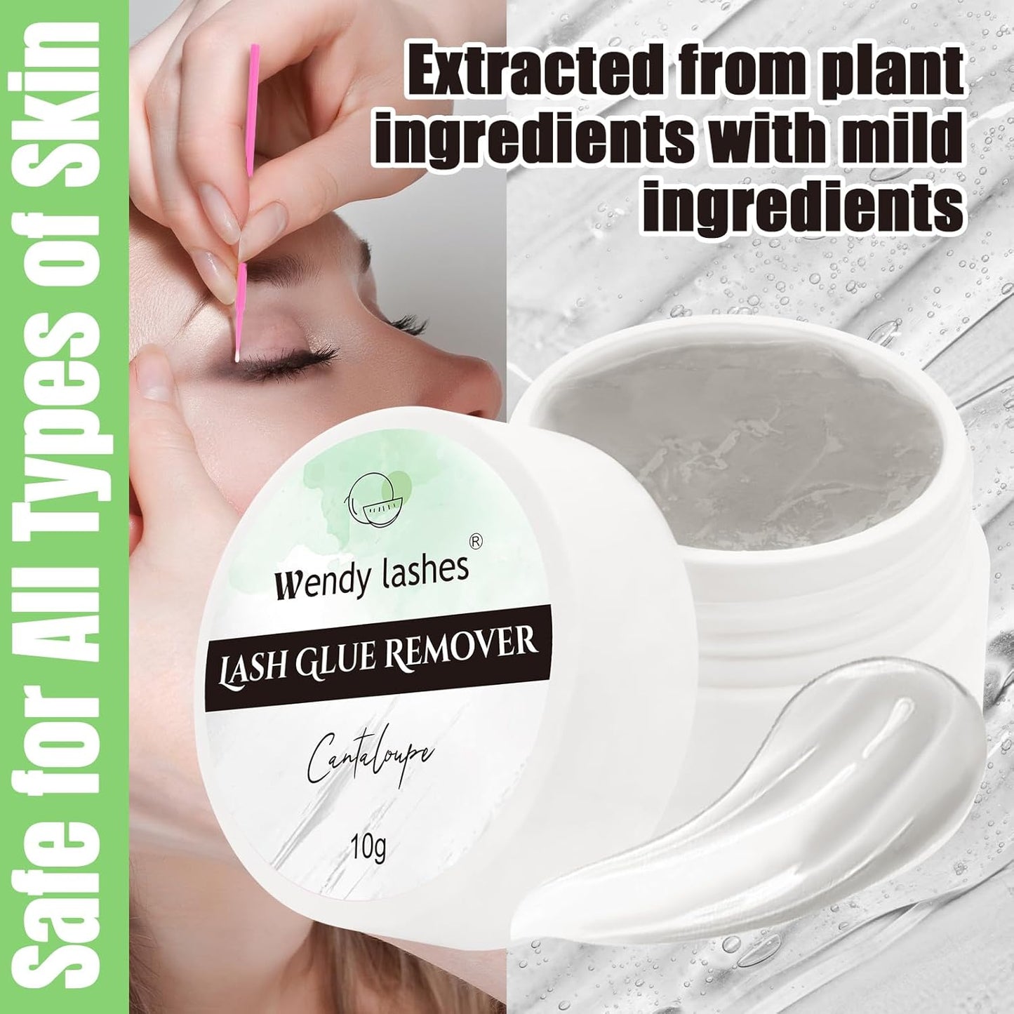 Wendy Lash Remover for Eyelash Extensions: Effectively Cluster Glue Remover Cream, Grey Cantaloupe