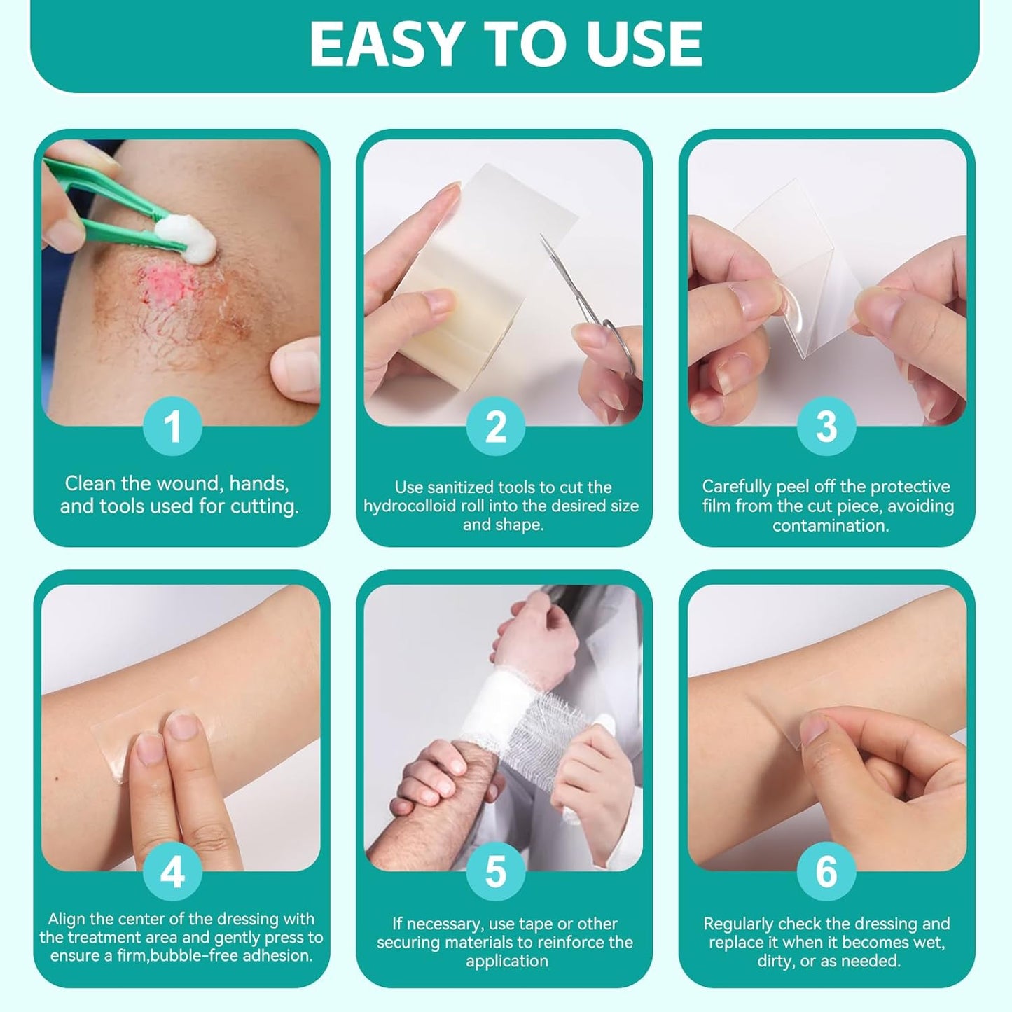 Upadated Hydrocolloid Bandages,2in*16ft Hydrocolloid Roll for Wound Care,Medical-Grade Hydrocolloid Patch Bandages with Self-Adhesive, Flexible & Waterproof DIY Size & Shape (2in*16ft)