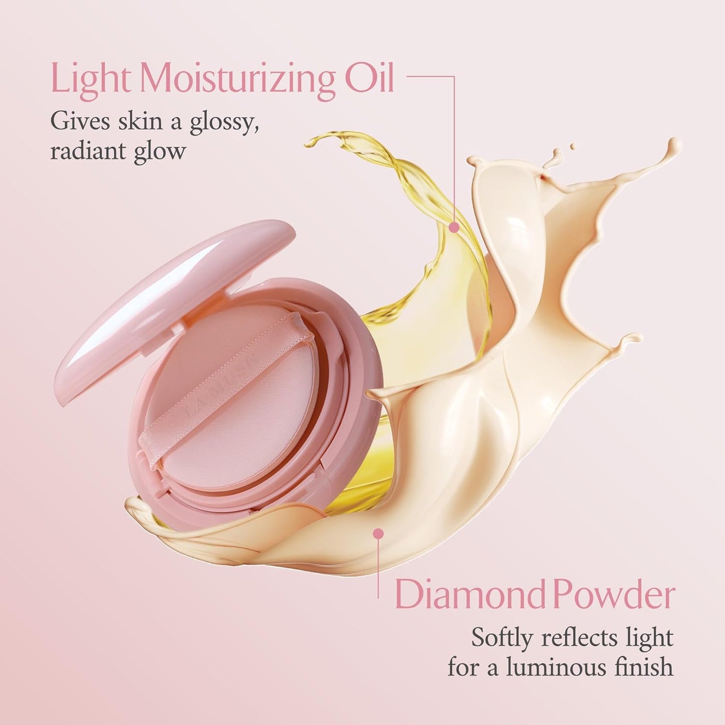 LA MUSE Korean Glow Cushion Foundation with PDRN(Refill) | Shade No.20 Pure Ivory for Fair Skin | 65% Hyaluronic Acid Hydration | Natural Radiant, Lightweight Coverage | Light-Medium Buildable Finish