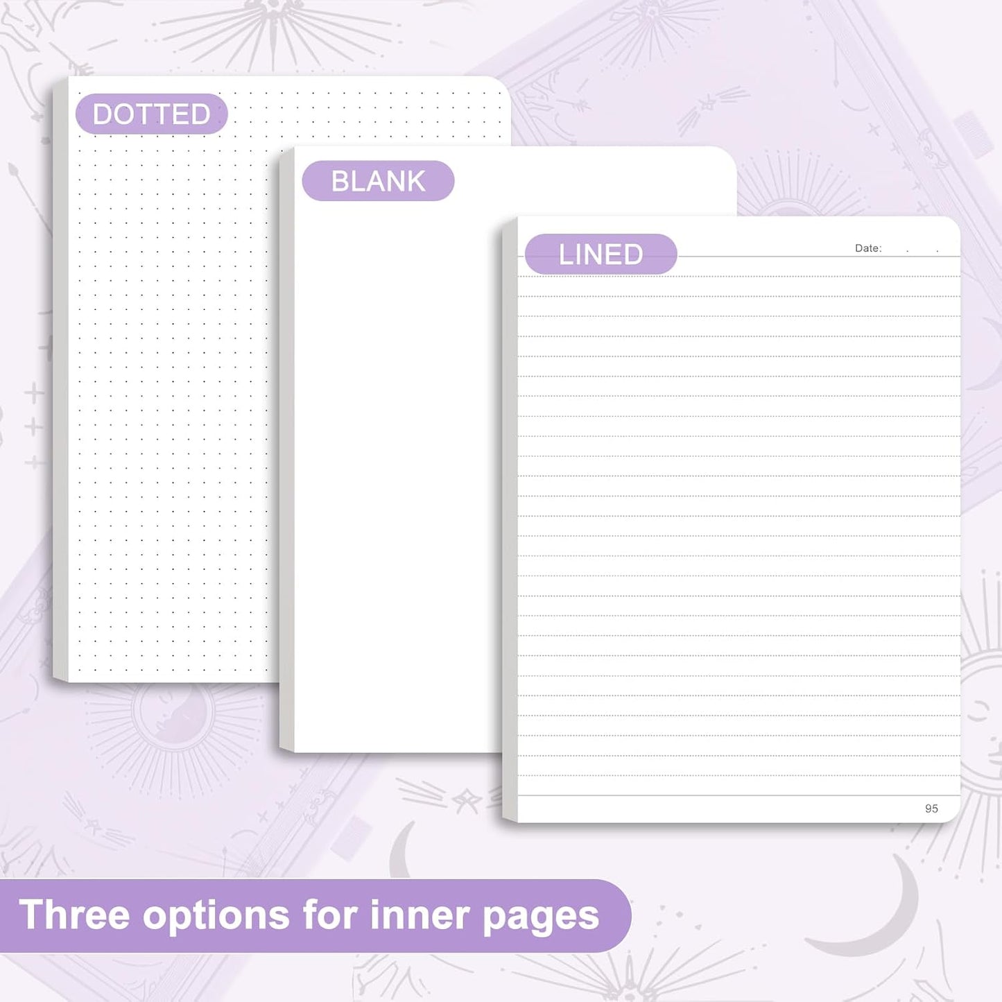 Lined Journal Notebook for Women Men, 192 Pages 100GSM Journals, A5 Hardcover Journaling, Leather Note Book for Writing, Travel, Business, Office, School, Prayer 5.7 x 8.3, (Light Purple)