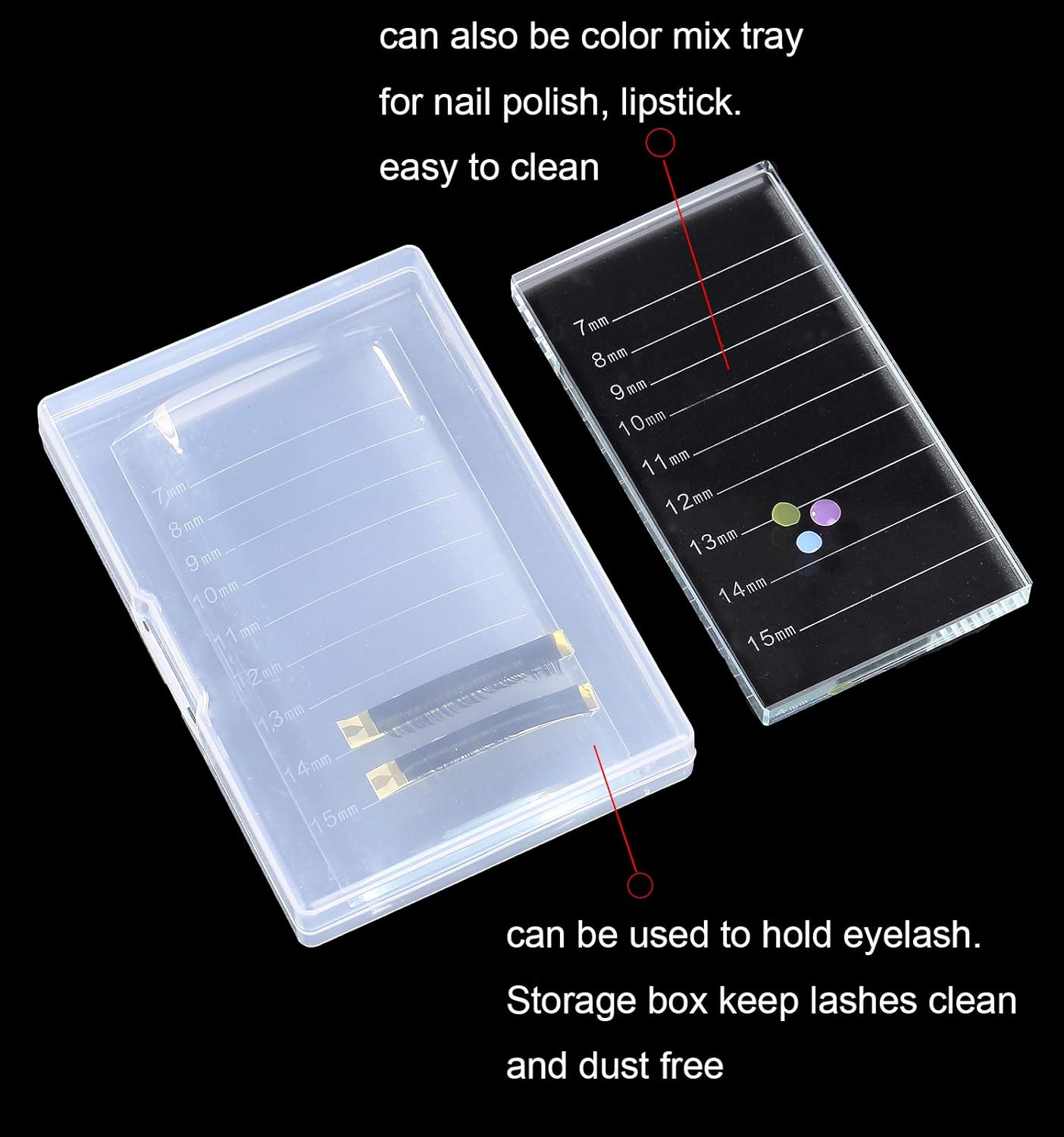 Eyelash Extension Crystal Pallet Lash Holder Tray Bigger Size with Storage Case 4.3x2.4 Inch