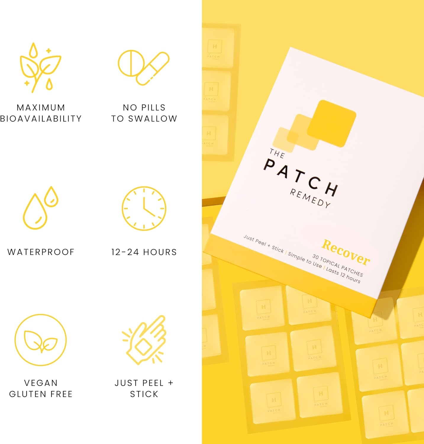Recover Patch | Glutathione, Milk Thistle, NAC, Ginger, Ginseng & Prickly Pear | 30 Patches