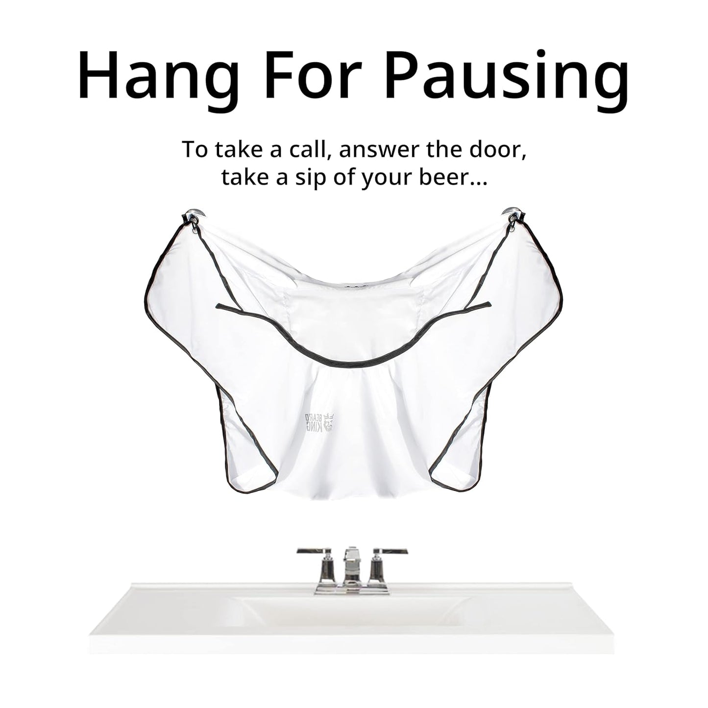 Beard King Beard Bib Apron - Shaving Set for Dad - As Seen on Shark Tank - Men's Hair Catcher for Shaving - Grooming Accessories - Packing Pouch, White