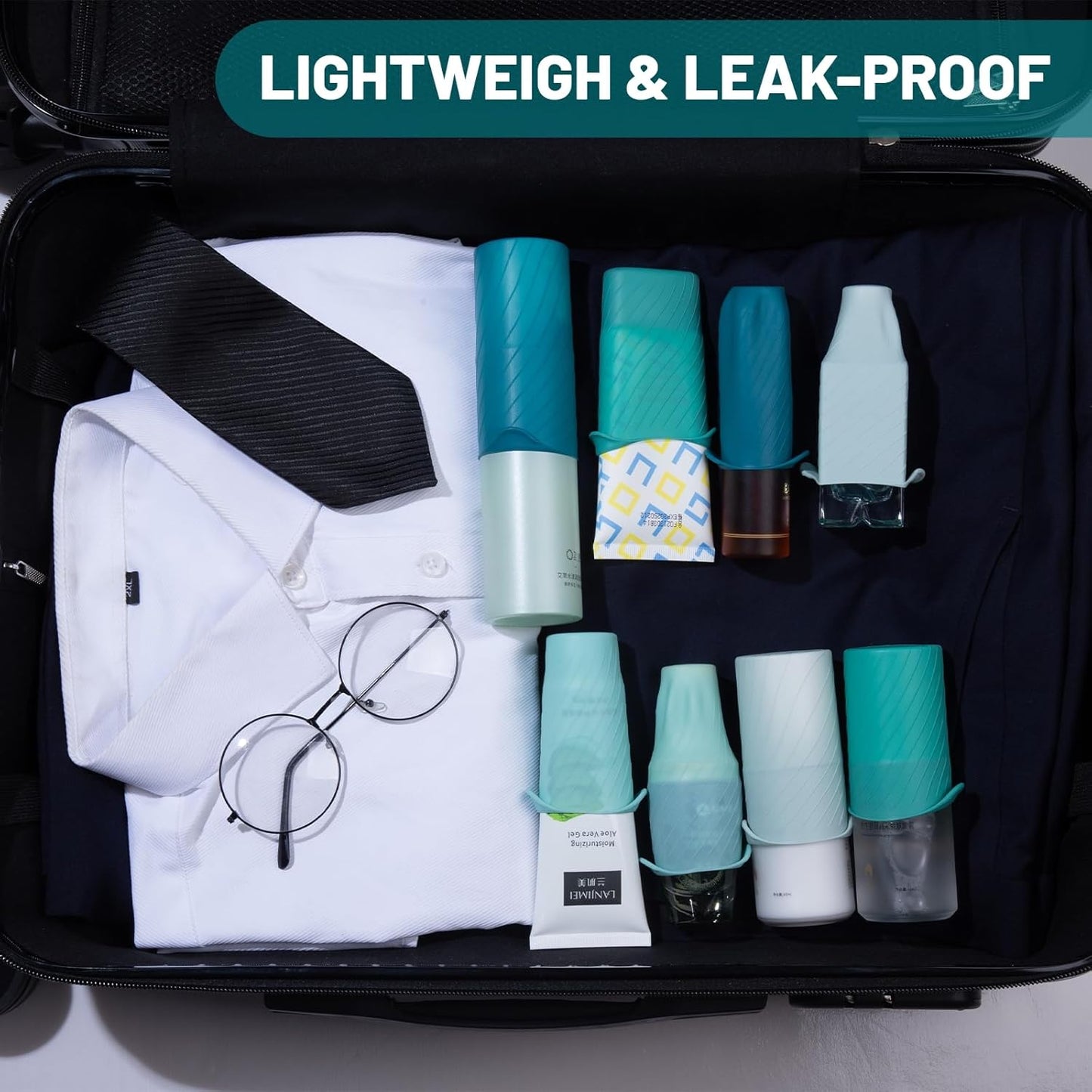 Bottle Covers for Travel, Elastic Sleeves for Leak Proofing, Silicone toiletry Containe sleeves, Leak Locks Travel Accessories for Shampoo Conditioner Wash Body Bottles (16pack)