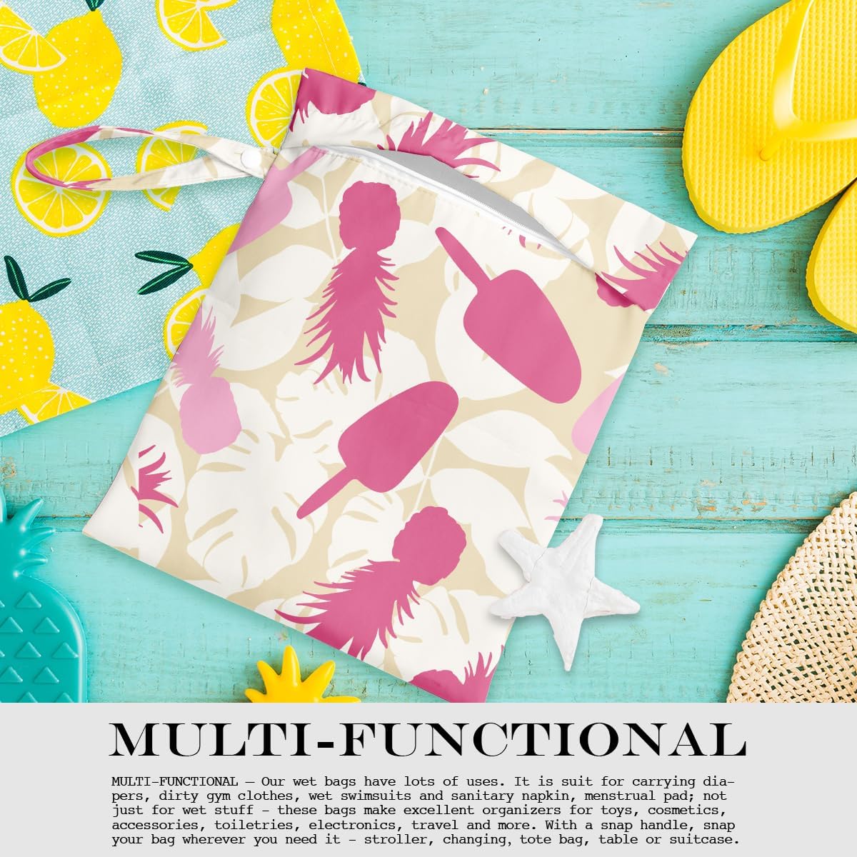 Wet Bag, Wet Dry Bag, Wet Bag for Swimsuit, Travel, Beach, Pool, Diapers, Dirty Yoga Gym Clothes, Makeup Bag, Waterproof Tropical Palm Leaves Decor Jungle Palm Leaf Favors