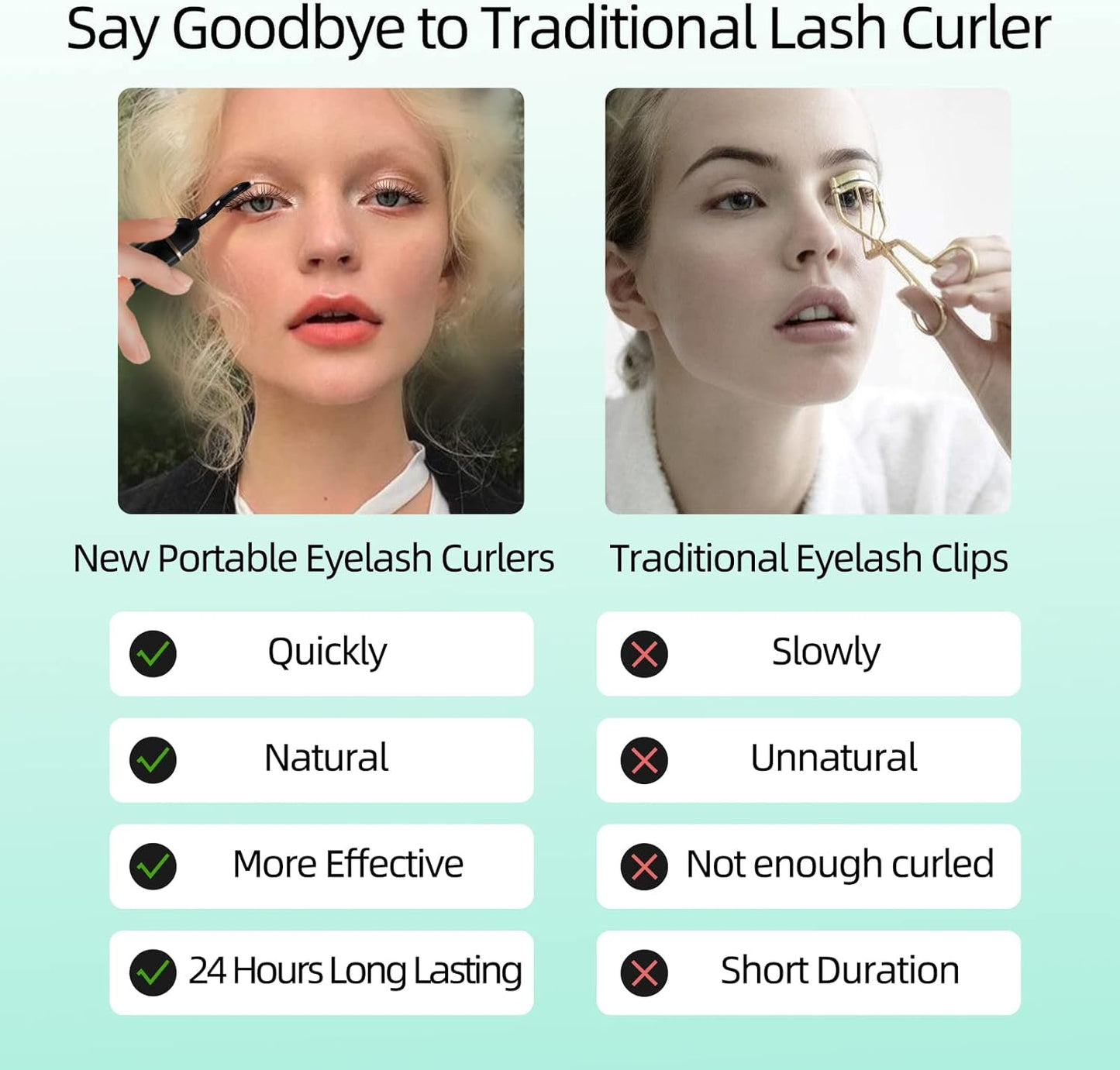 ZAPAL Heated Eyeash Curler, S600 Rechargeable Heated lash Curler, Intelligent Power Off Electric Eyelash Curler Heated Quickly 24 Hs Lasting Natural Makeup for Woman (Jet Black/Gold, X8-132mm)