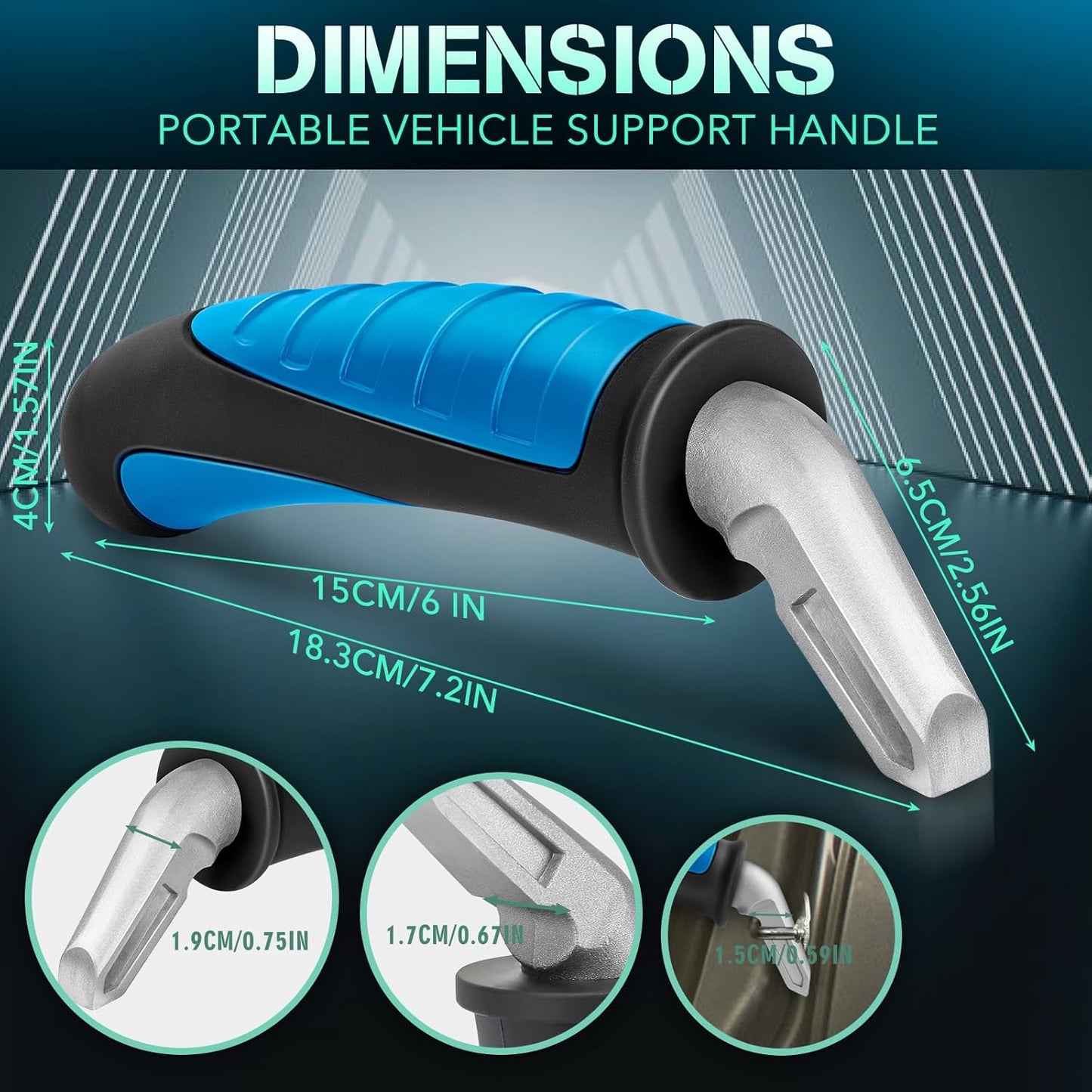 Car Door Handle for Elderly Car Handle Assist Support, Portable Auto Grab Handles for Handicap Seniors, Black and Blue