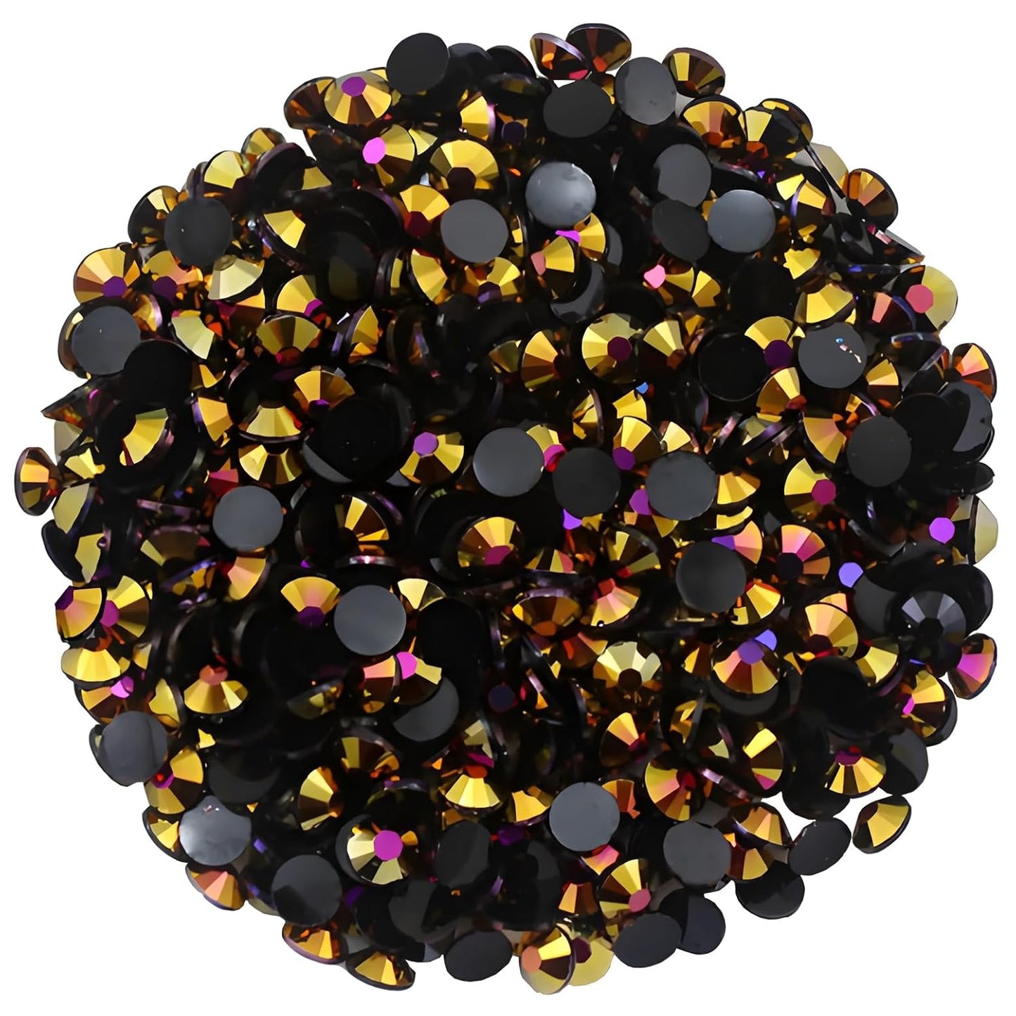 1440 Pcs SS20 5mm Flatback Rhinestones for Nails Art Crafts Glitter Round Shine Gems AB Crystals DIY Clothes Shoes (Black-Bottom RoseRed AB)