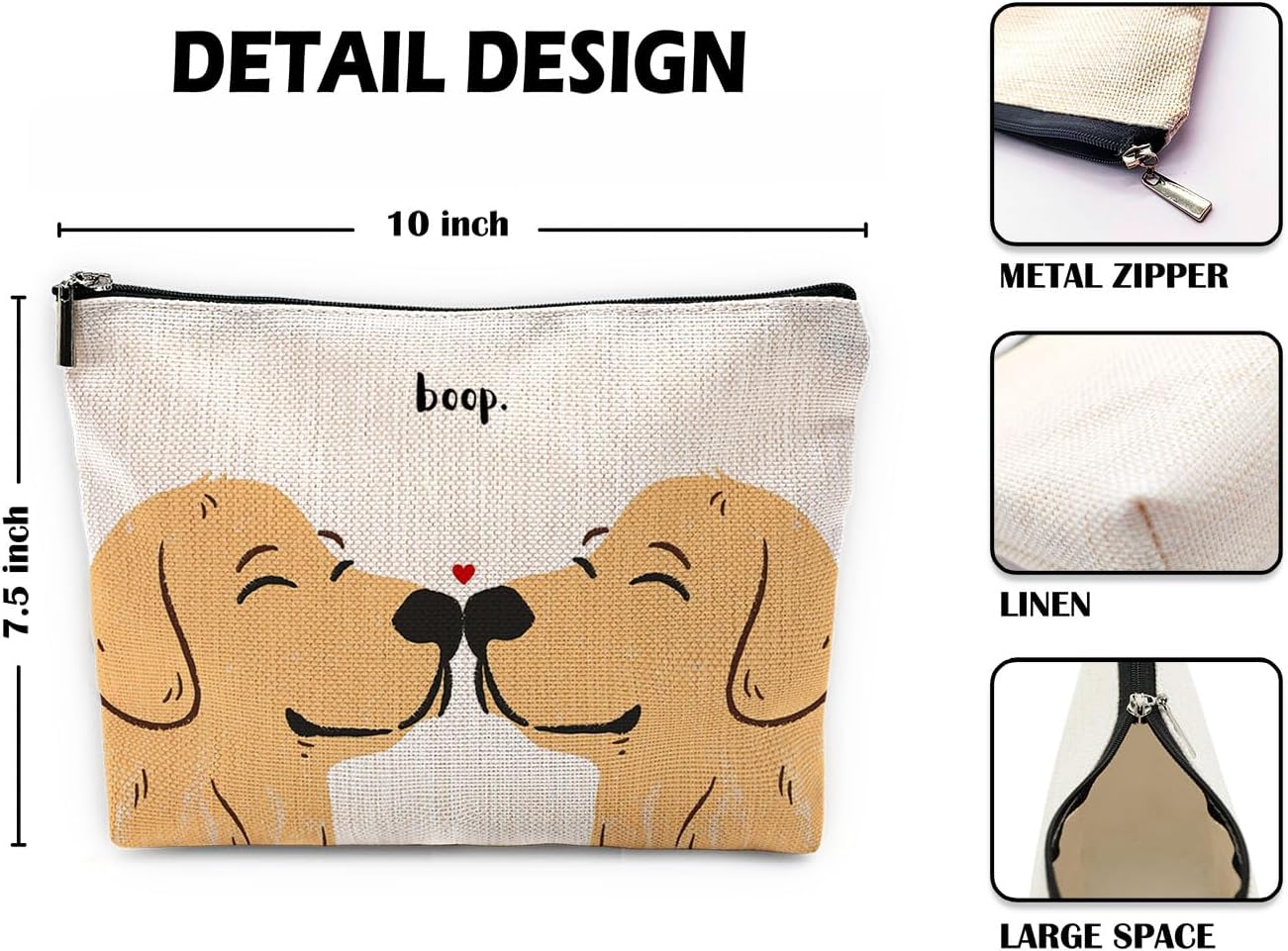 Sufamb Cute Makeup Bag,Love Gifts for Her,Gifts for Girlfriend Wife,I Love You Gifts for Her,Valentines Gifts,Cute Gifts for Women,Golden Retriever Gifts Small Cosmetic Makeup Bag for Purse