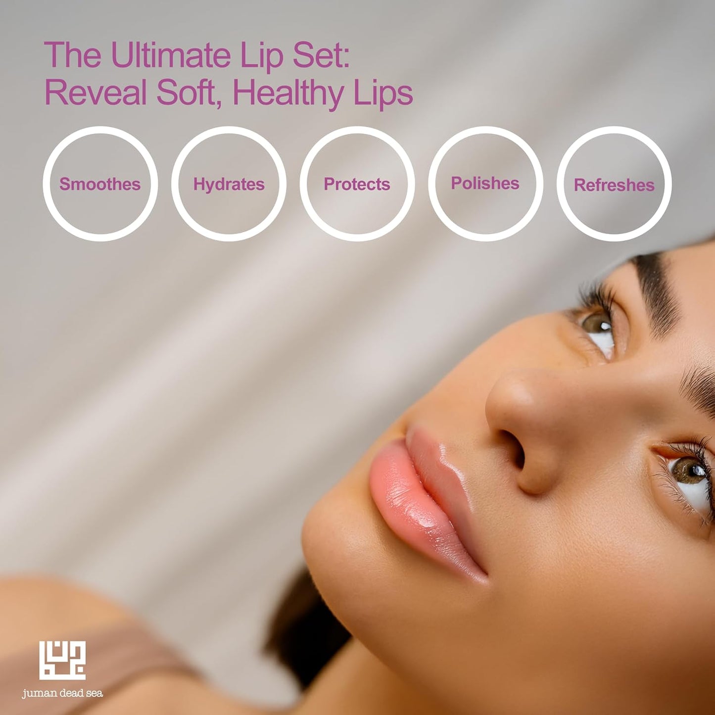 Juman Dead Sea Minerals Lip Care Set Trio | Lip Exfoliator Scrubs & Moisturizing Lip Balms | Ultra Gift Set | Hydrates & Protects | With Essential Oils | Vegan | SLS & Paraben-Free