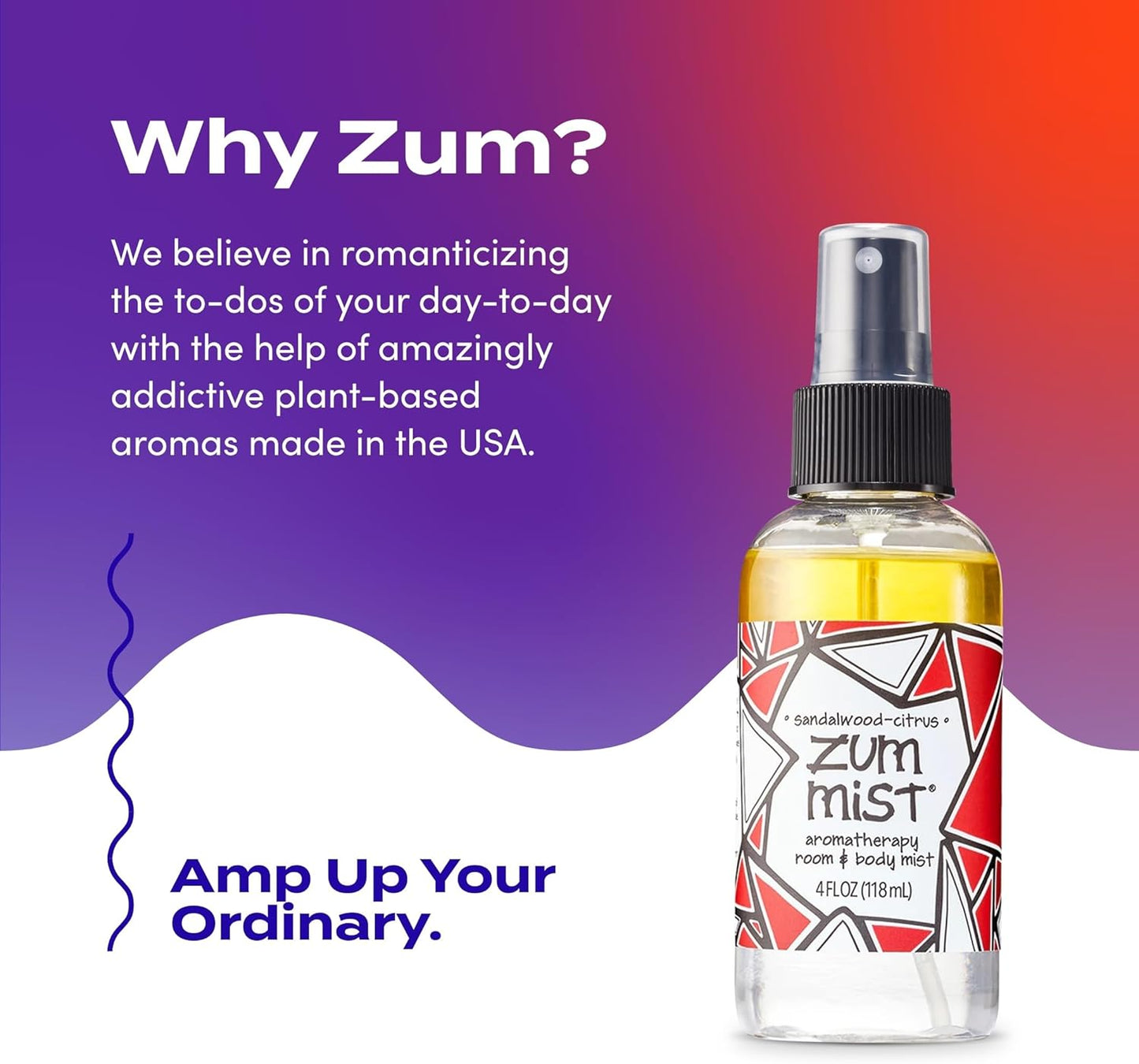 Indigo Wild Zum Mist Room & Body Spray - Aromatherapy Essential Oil Spray - Natural Body Mist & Room Spray - Sandalwood-Citrus Scent - 4 fl oz