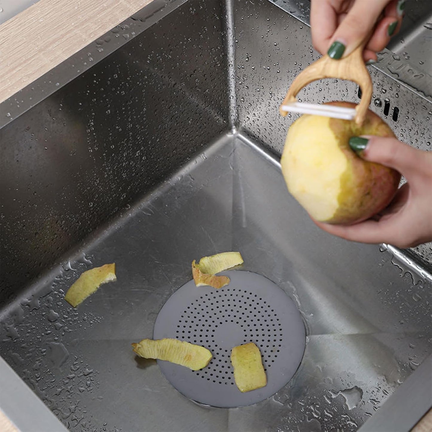 4-Pack Round Silicone Drain Covers Anti-Clog Hair Catcher for Bathroom, Shower Drain Sink Strainer with Suction Cups Effective Hair and Debris Filter