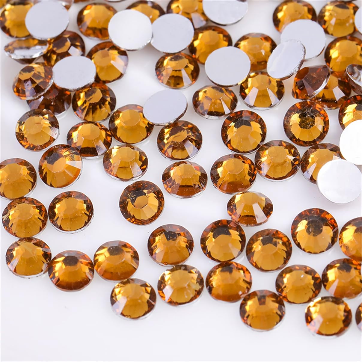 1500 Pieces SS16 4mm Flatback Rhinestones Clear Glass Round Gems Crystals for Nail Art DIY Crafts Clothes Shoes Bags (Yellow Coffee)