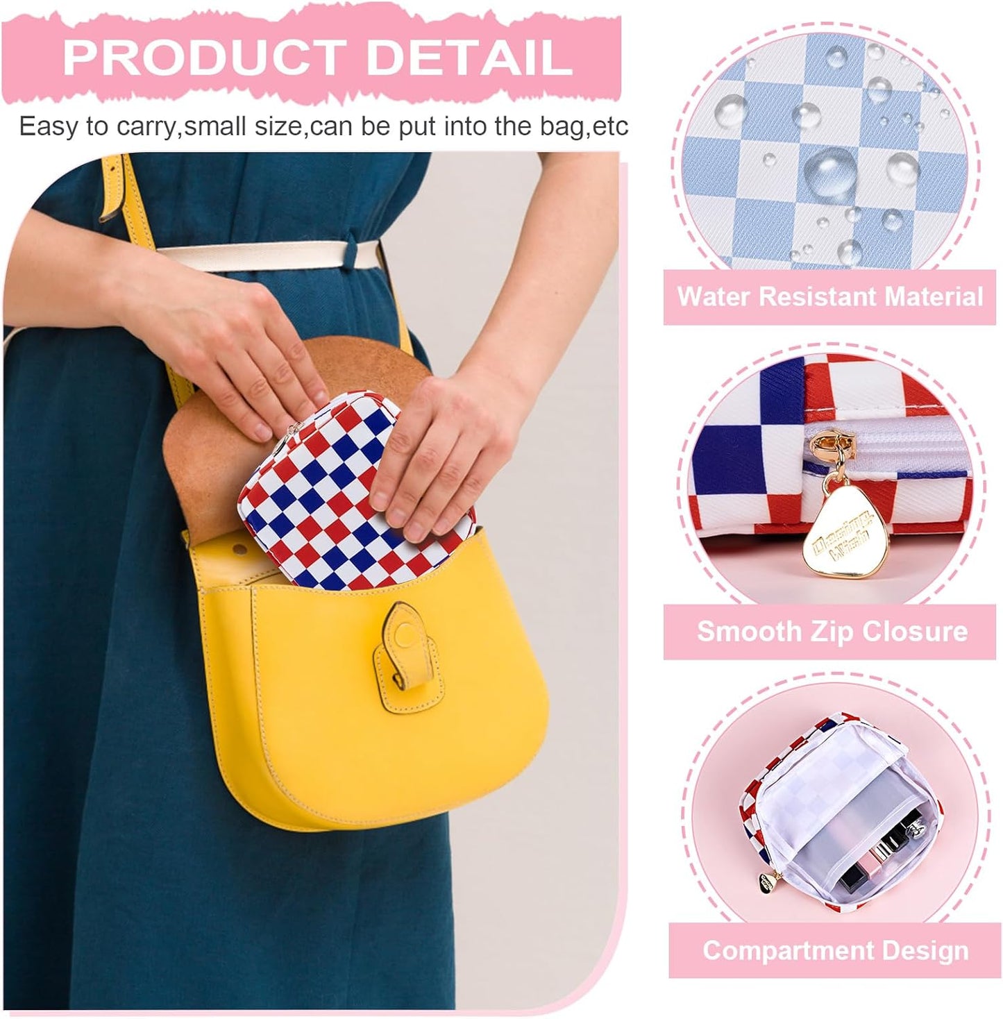Desing Wish Period Bag Pouch Soft Cloth Sanitary Napkin Storage Bag Portable Menstrual Pad Pouches Tampon Holder for Purse First Period Kit for Girls 9-12 (Purple Plaid)