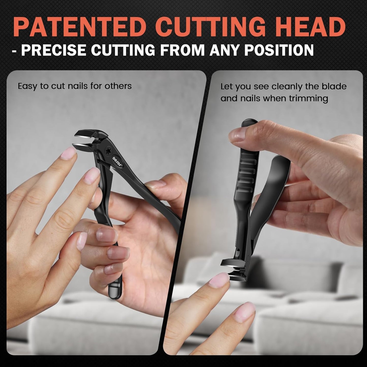 BEZOX Toenail Clippers for Seniors – Upgraded Long Handled Curved Head Toe Nail Clippers for Thick Nails for Elderly - Black