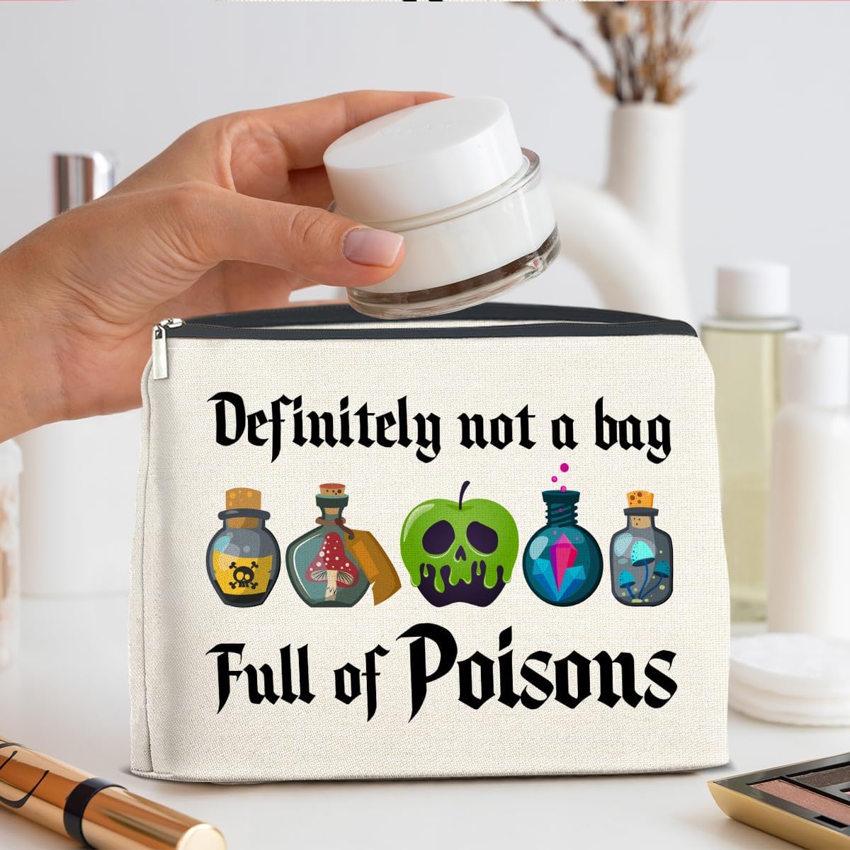 Witch Makeup Bag Gifts for Women Poison Enthusiast Halloween Witchy Cosmetic Bag Zipper Pouch