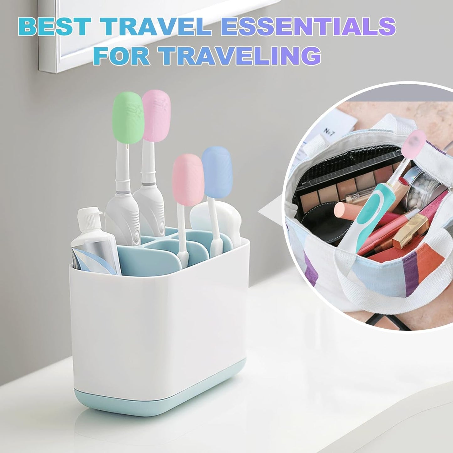 6 Packs Silicone Toothbrush Covers, Caps for Electric & Manual Toothbrush Heads