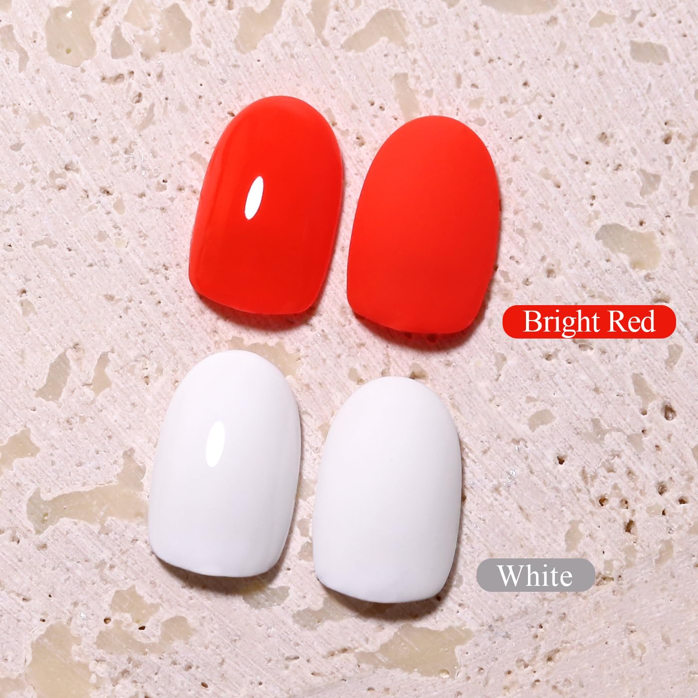 Imtiti Gel Nail Polish Kit, 2 Pcs 10ml Bright Red & White Colors Gel Polish Soak Off UV LED Spring Summer Red Gel Polish Nail Art Manicure Salon DIY Design Gel Nail Kit