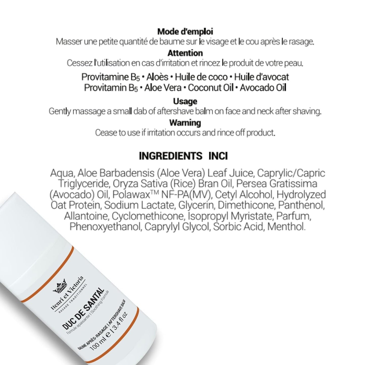 Aftershave for Men | Duc de Santal Chic and Subtle Scent | Canadian Made by Skilled Artisan | After Shave Balm Prevent and Cure Razor Burns | 100 ml (3.4 oz)