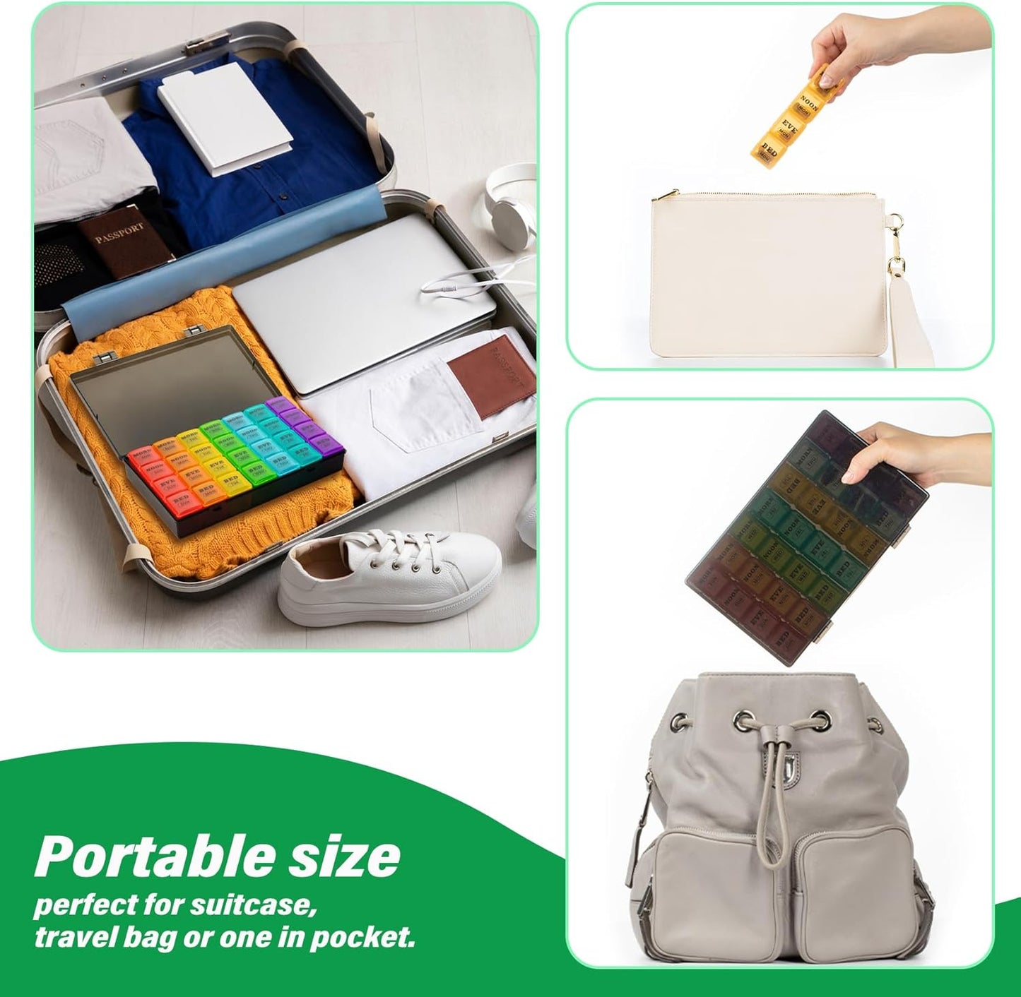 XL Large Weekly Pill Organizer 4 Times a Day, 7-Day Pill Boxes and Organizer AM PM, Big Compartments Pill Case, Monthly Medication Organizer 28 Days Dispenser for Fish Oils