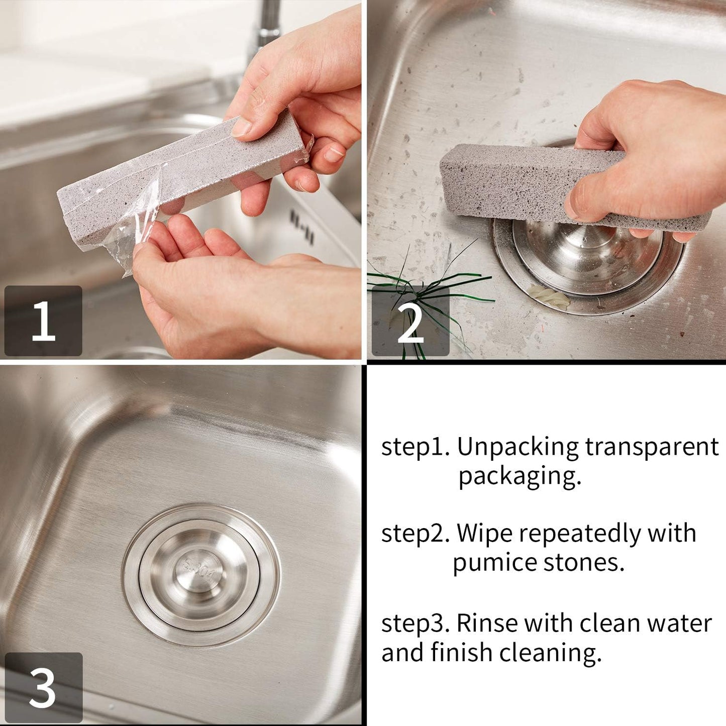 Chinco 2 Packs Pumice Stick for Cheaning, Pumice Scouring Stone Pad Removing Stain Grime Without Leaving Scratches for Kitchen Oven Stove Home Bathroom Toilet Pool House Cleaning Supplies