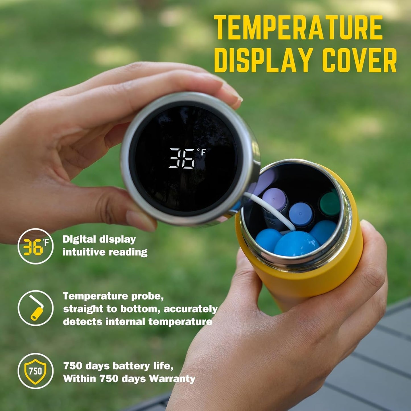 DISONCARE Odyssey 60H Insulin Cooler Travel case Digital Display Medication Cooler for Medicine Travel TSA Approved Ice Pack Diabetic Medical Cooler Diabetes Bag EpiPen with Medical Tag(Yellow)