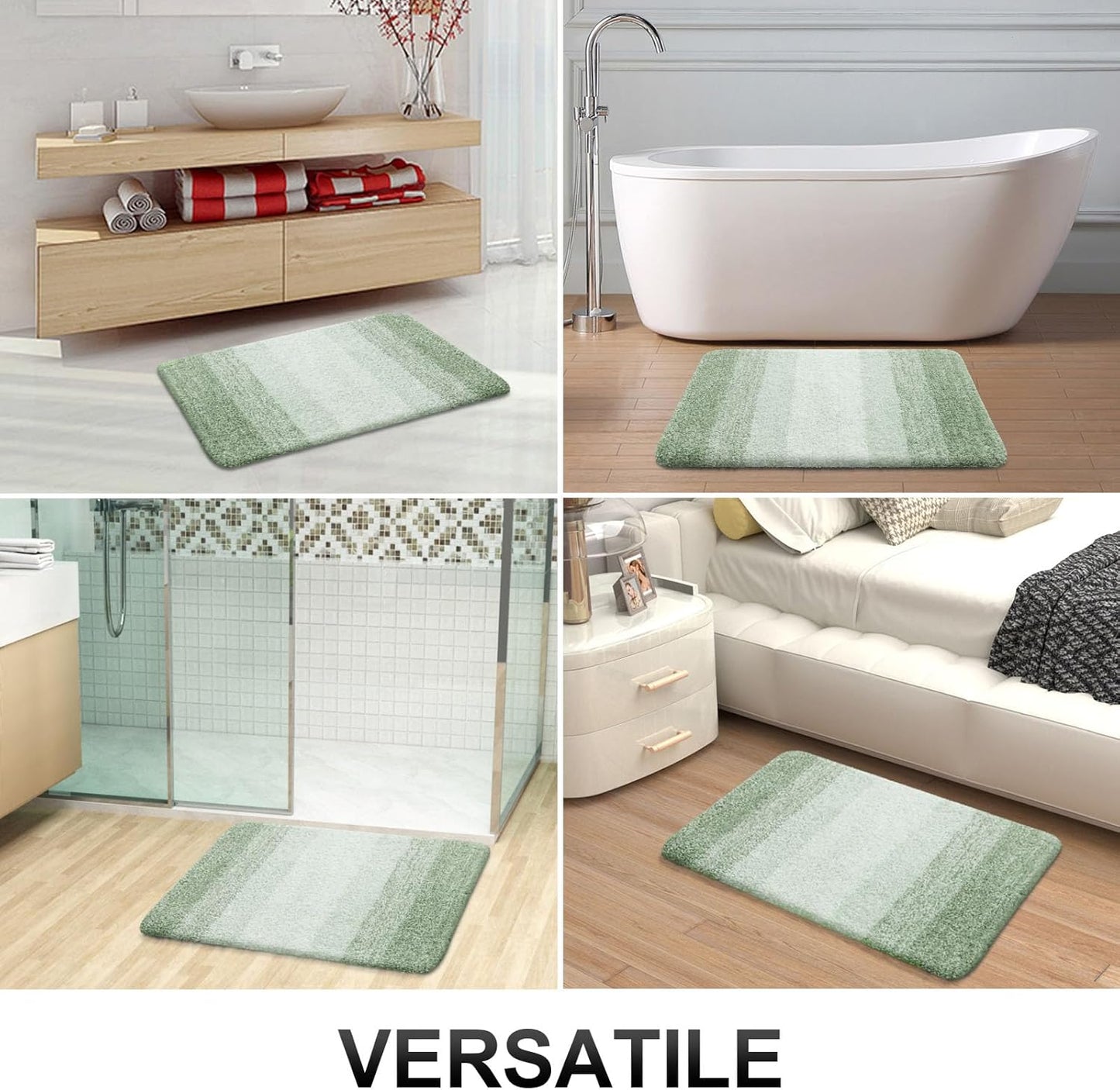 OLANLY Bathroom Runner Rugs 47x20, Extra Soft Absorbent Microfiber Bath Rugs, Rubber Backing, Quick Dry, Washable Bath Mats for Bathroom Floor, Tub and Shower, Home Decor Accessories, Sage Green