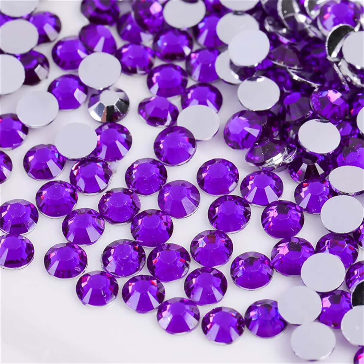 1500 Pieces SS16 4mm Flatback Rhinestones Clear Glass Round Gems Crystals for Nail Art DIY Crafts Clothes Shoes Bags (Dark Purple)