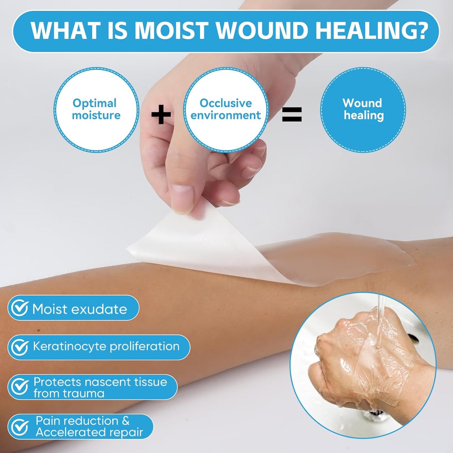 Hydrocolloid Bandages for Wound Care, Extra Large Medical-Grade Hydrocolloid Roll with Self-Adhesive, Ultra Absorbent, Flexible & Waterproof, DIY Size & Shape First Aid Kit Essential (2in*16ft)