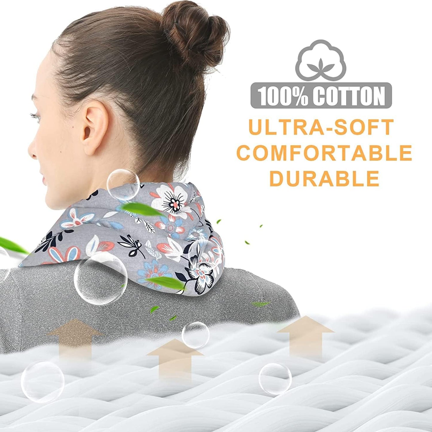 UNCN Long Wide Heating pad for Neck and Shoulders Back 33 * 5.9" microwavable Large Moist Heat Pack Warm hot Compress Neck wrap Weighted Bag Massage Reusable Herbal Nature Calming Portable 1.95Pounds