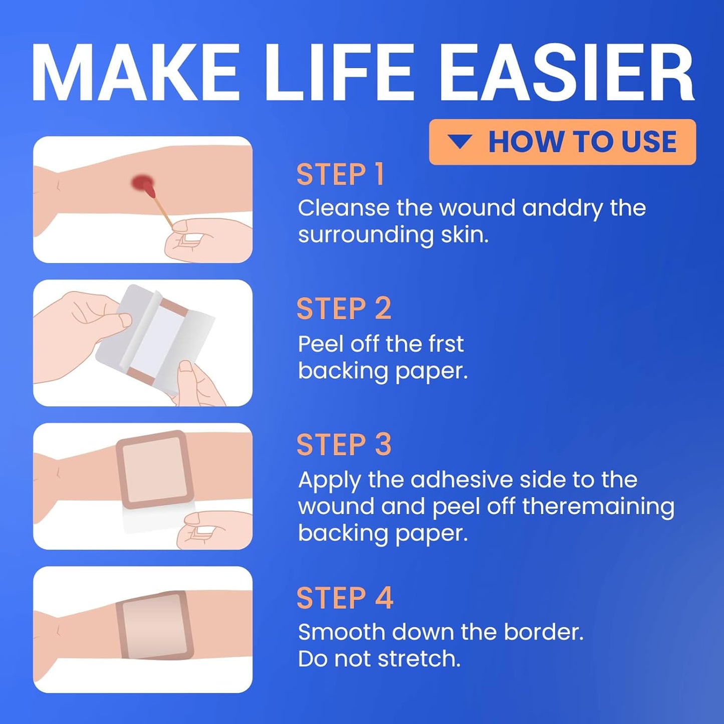 Large Waterproof Bandages 6x6 Silicone Foam Dressing for Sensitive Skin Wound Care, Adhesive Cohesive Pad with Border for First Aid, Post Surgical and Burn, Pressure, Scar Healing (5 PCS)