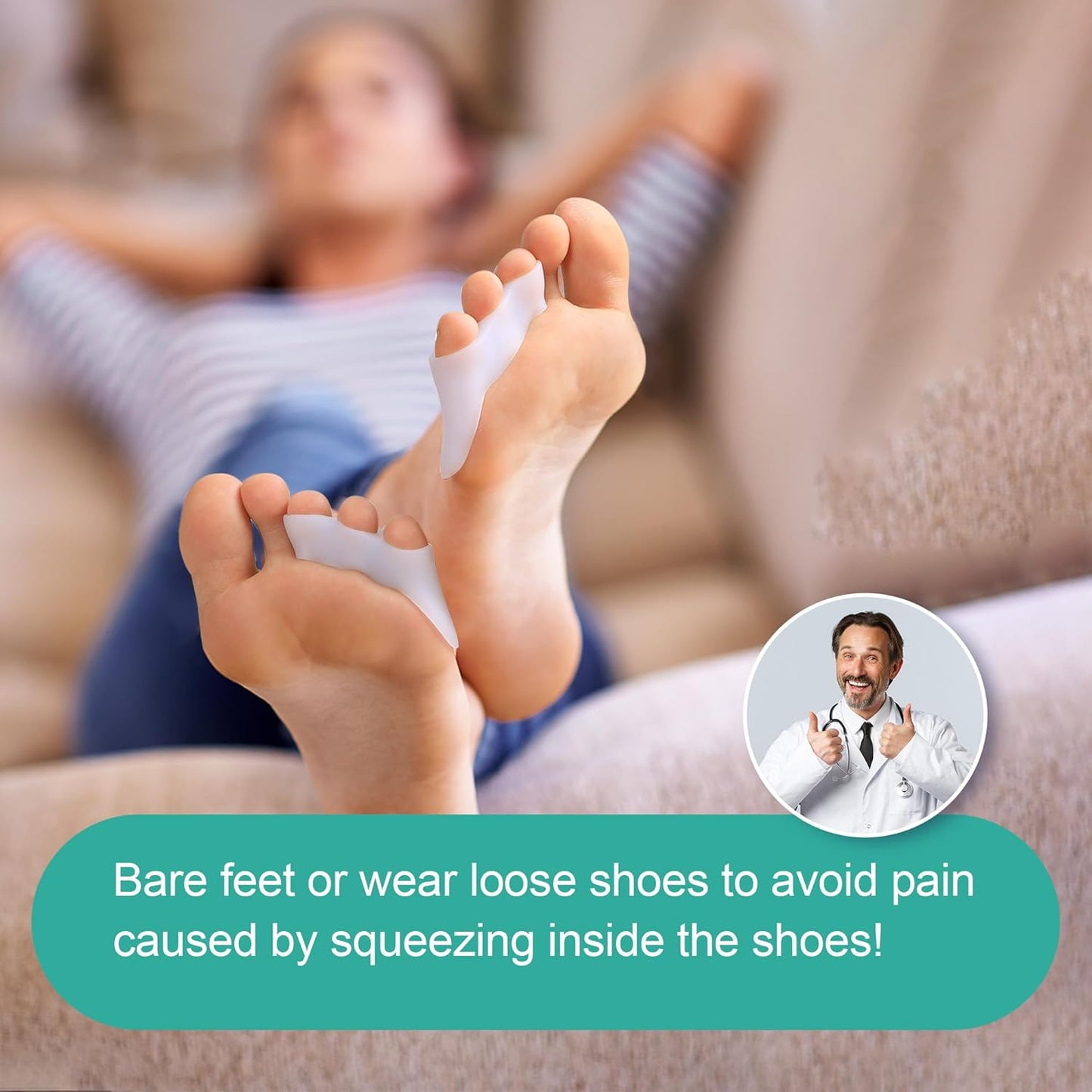 Welnove Gel Pinky Toe Separators - 8 Pack Pinky Toe Spacers, Bunion Cushions Pads for Women&Men, Silicone Little Toe Protectors for Preventing Rubbing & Relieve Pressure(White)