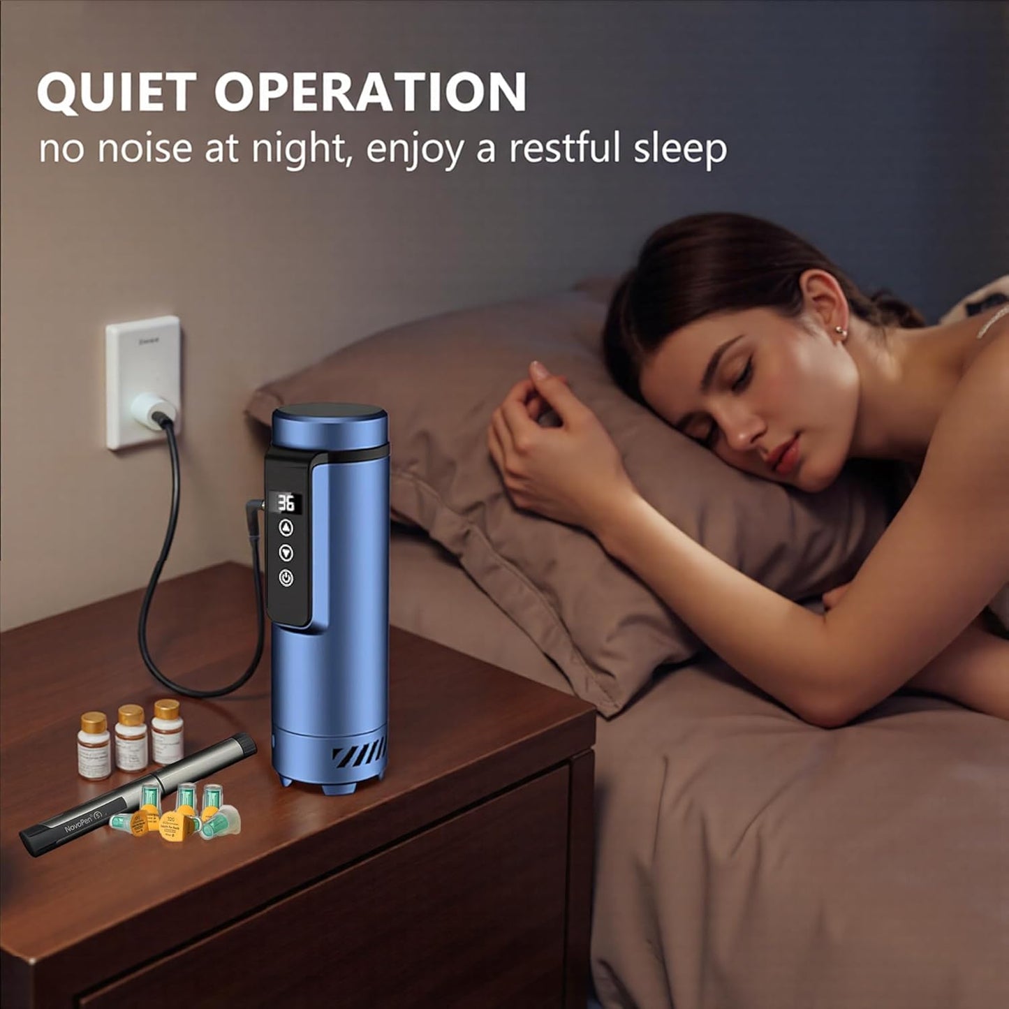 Insulin Cooler Travel Case Tsa Approved, USB Charger Diabetes Travel Case Medicine Organizer, 1-7 Pens Medication Cooler Refrigerated Medicine Box for Diabetic Supplies Carrying (Navy)