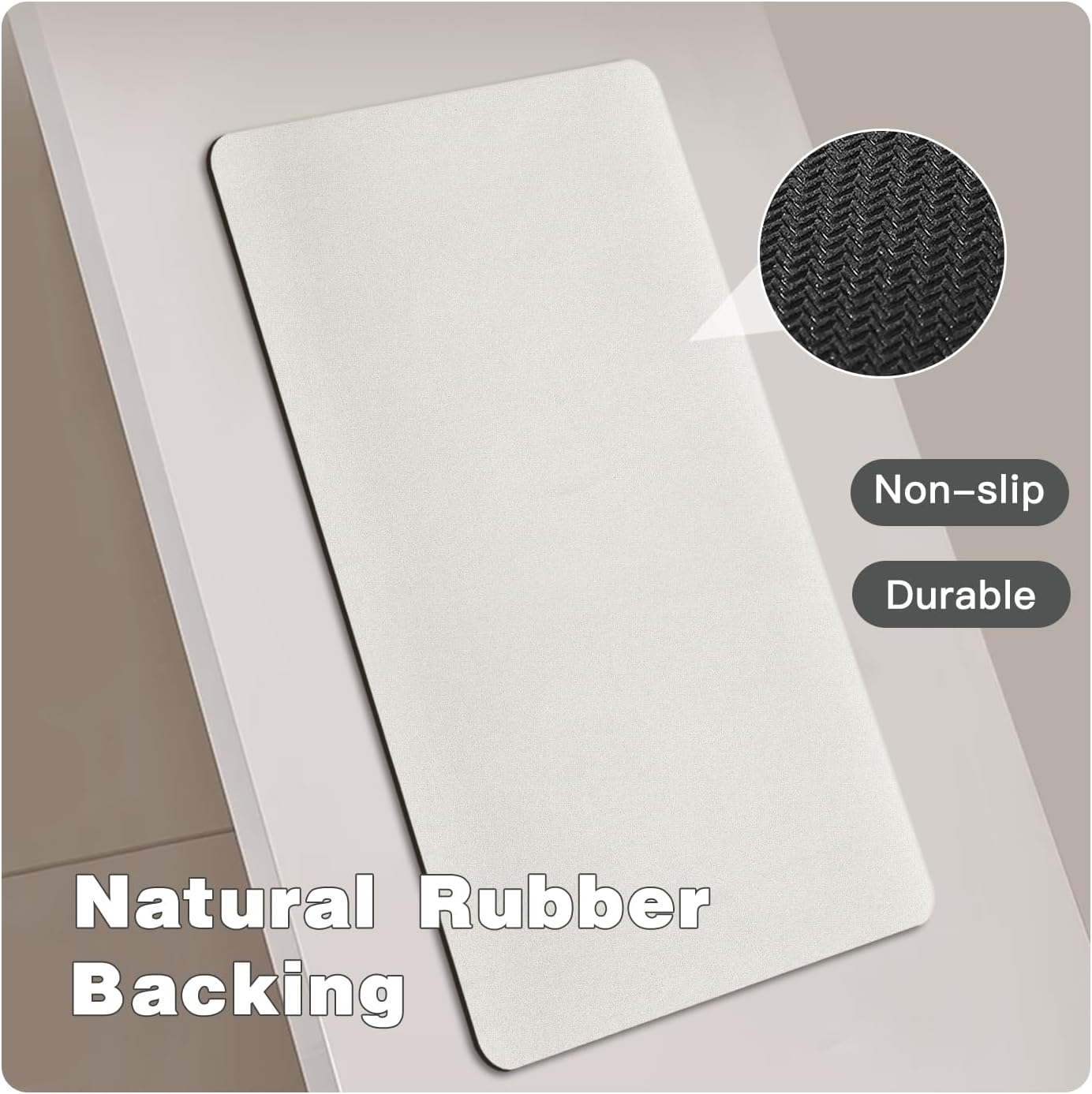 Bath Mat, Bathroom Rugs Non Slip Washable Thin Absorbent Quick Dry Bath Mat Fits Under Door Bathroom Floor Mat Perfect for Bath, Shower, or Sink 36"x60" White