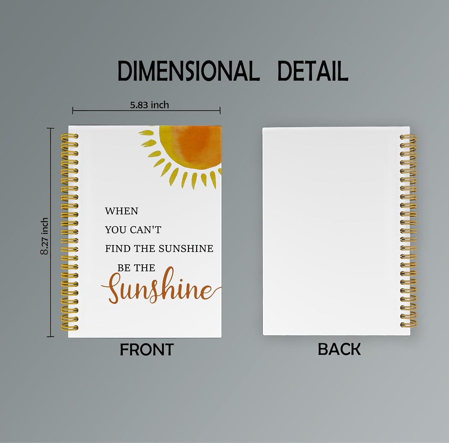 Be the Sunshine Inspirational Notebook, Motivational Journals for Women, Inspirational Gifts for Women Friends, Notebooks for Work Note Taking, Spiral Notebook 5.5x8.3 with 164 Pages
