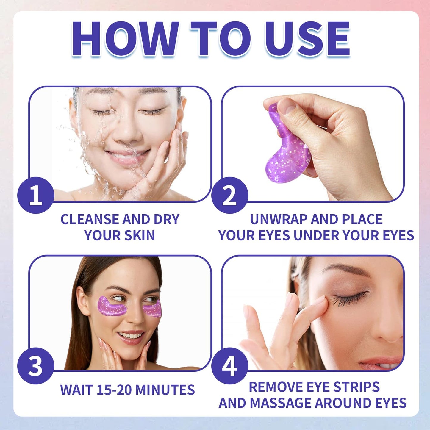 28 Pairs Under Eye Patches,Under Eye Gel Pads for Reduce Wrinkles/Dark Circles/Puffy Eyes/Eye Bags,Eye Treatment Skin Care Products,Natural Collagen Eye Mask for Everyon