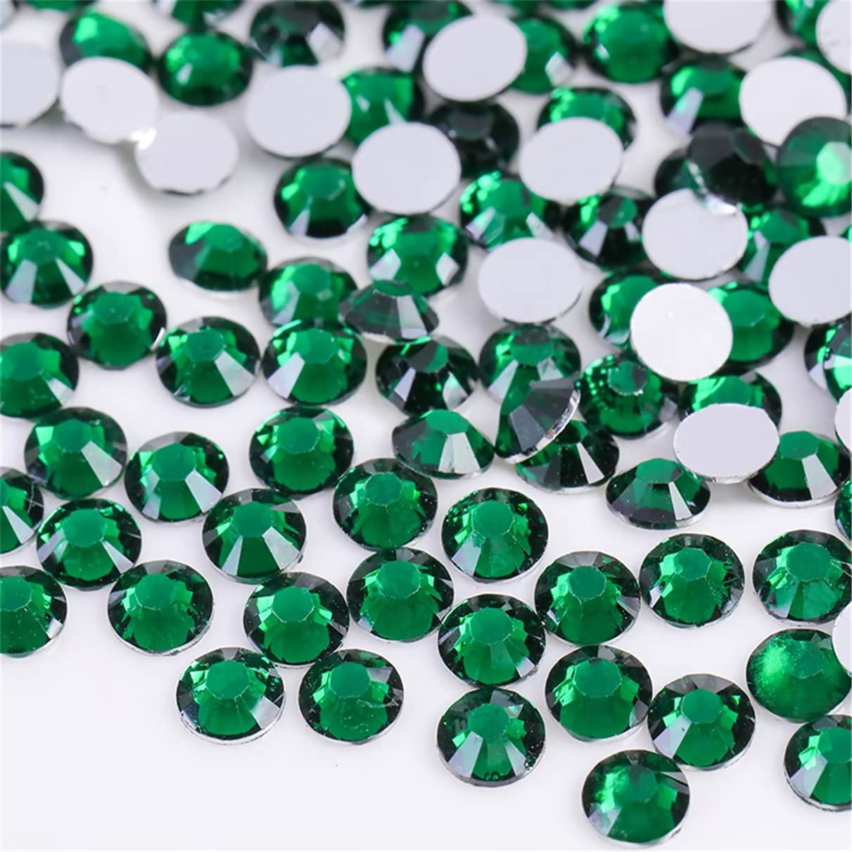 1500 Pieces SS16 4mm Flatback Rhinestones Clear Glass Round Gems Crystals for Nail Art DIY Crafts Clothes Shoes Bags (Dark Green)