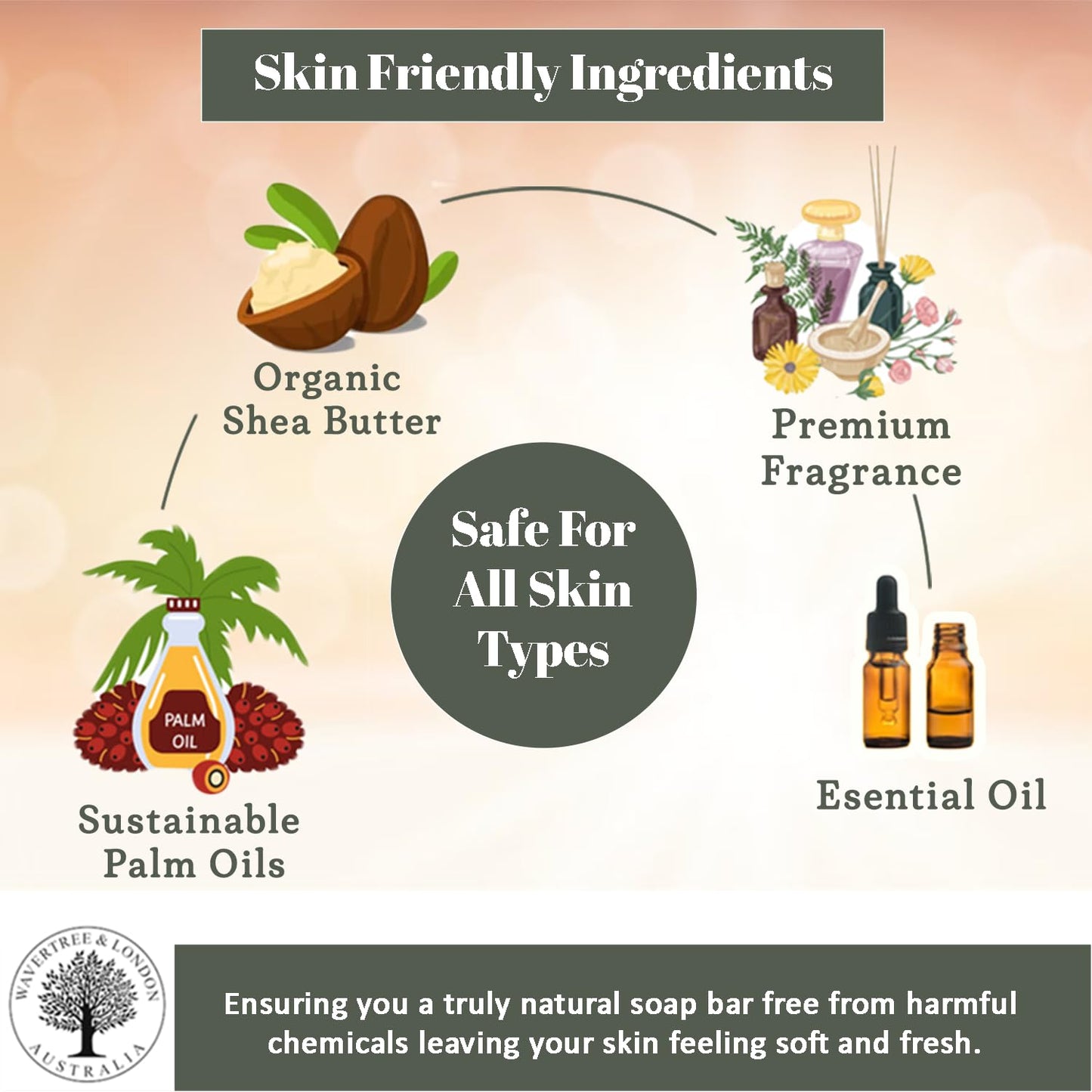 Wavertree & London Frangipani and Gardenia Scented Natural Soap (8 Bars), 7oz Moisturizing French Triple Milled Soap Bars enriched with shea butter - Pure Plant Oil Bath & Body Bars for All Skin Types