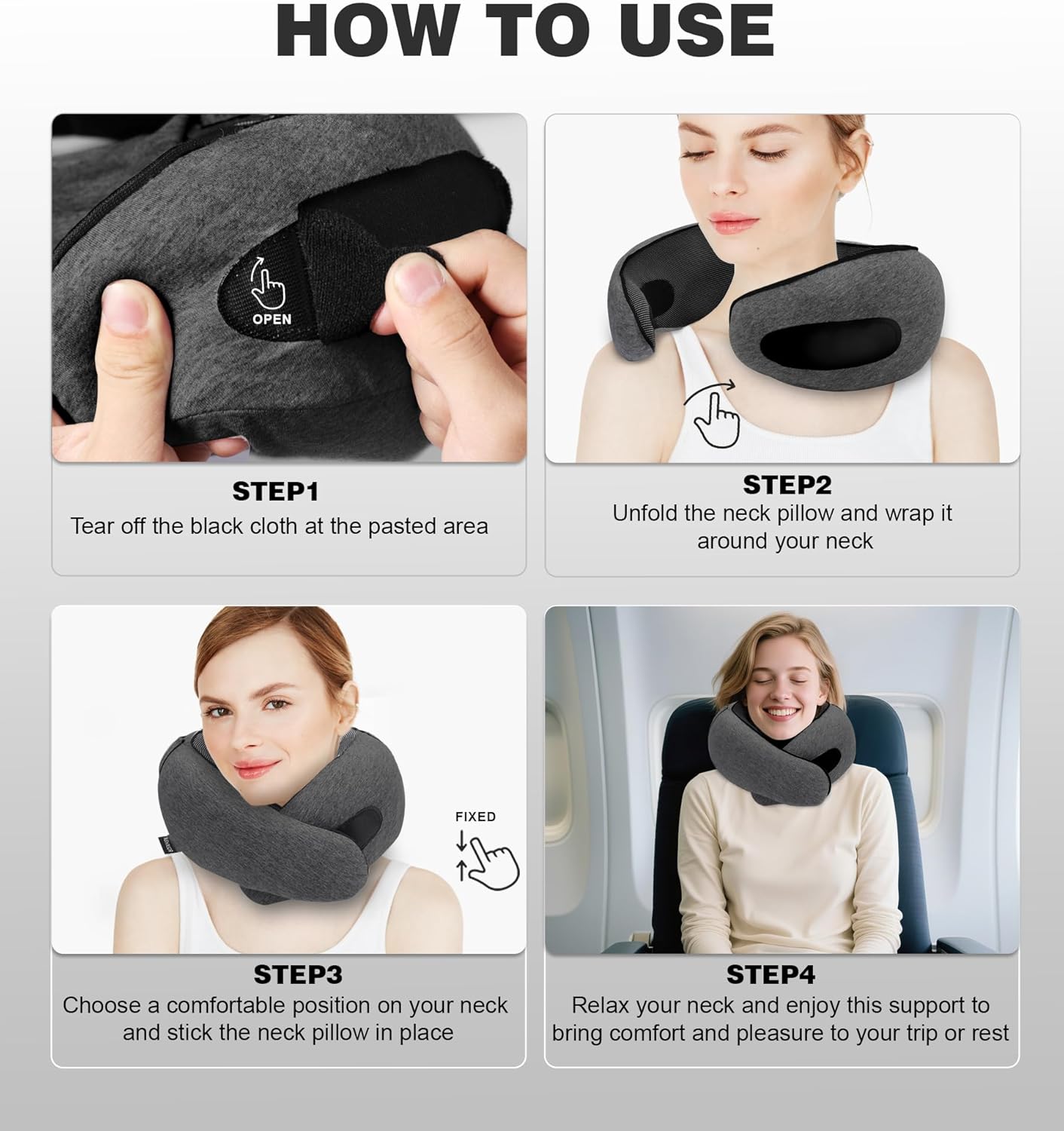 Hidden hat Airplane Travel Neck Pillow, Memory Foam Long-Distance Travel Neck Pillow, Suitable for use on Planes, in Cars and When Sleeping in The Office, Protecting Your Neck.