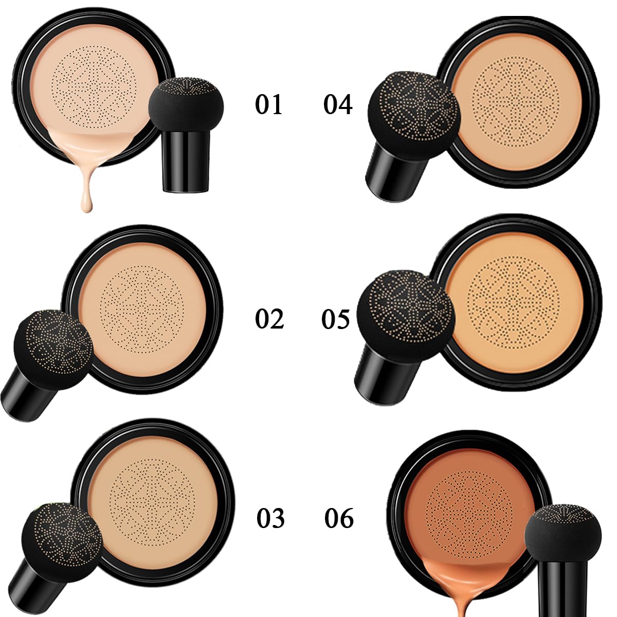 Air Cushion CC Cream Mushroom Head Foundation,BB Cream Makeup Foundation,Moisturizing Concealer,Long Lasting Full Coverage Waterproof,Even Skin Tone for All Skin Types (1# Ivory, 20g)