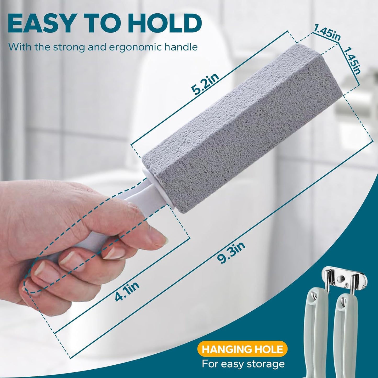 Emycool Pumice Stone Toilet Bowl Cleaner, 16 Pack Toilet Pumice Stone with Handle for Toilet Cleaning, Bathtubs, Sinks, Swimming Pools, Grills