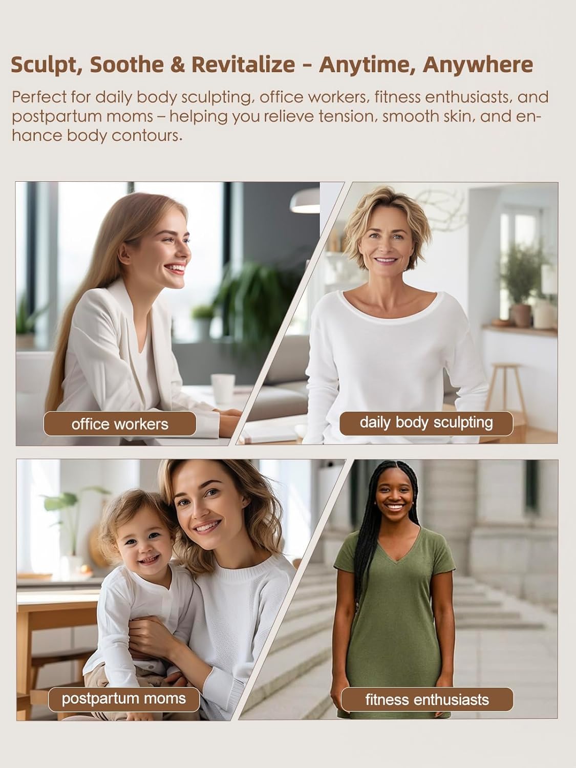 Lymphatic Drainage Massager & Anti Cellulite Massage Tool, Reduce Stretch Marks & Cellulite, for Legs, Arms & Belly, Body Sculpting Machine with Microcurrent, Light, Heat & Vibration,White