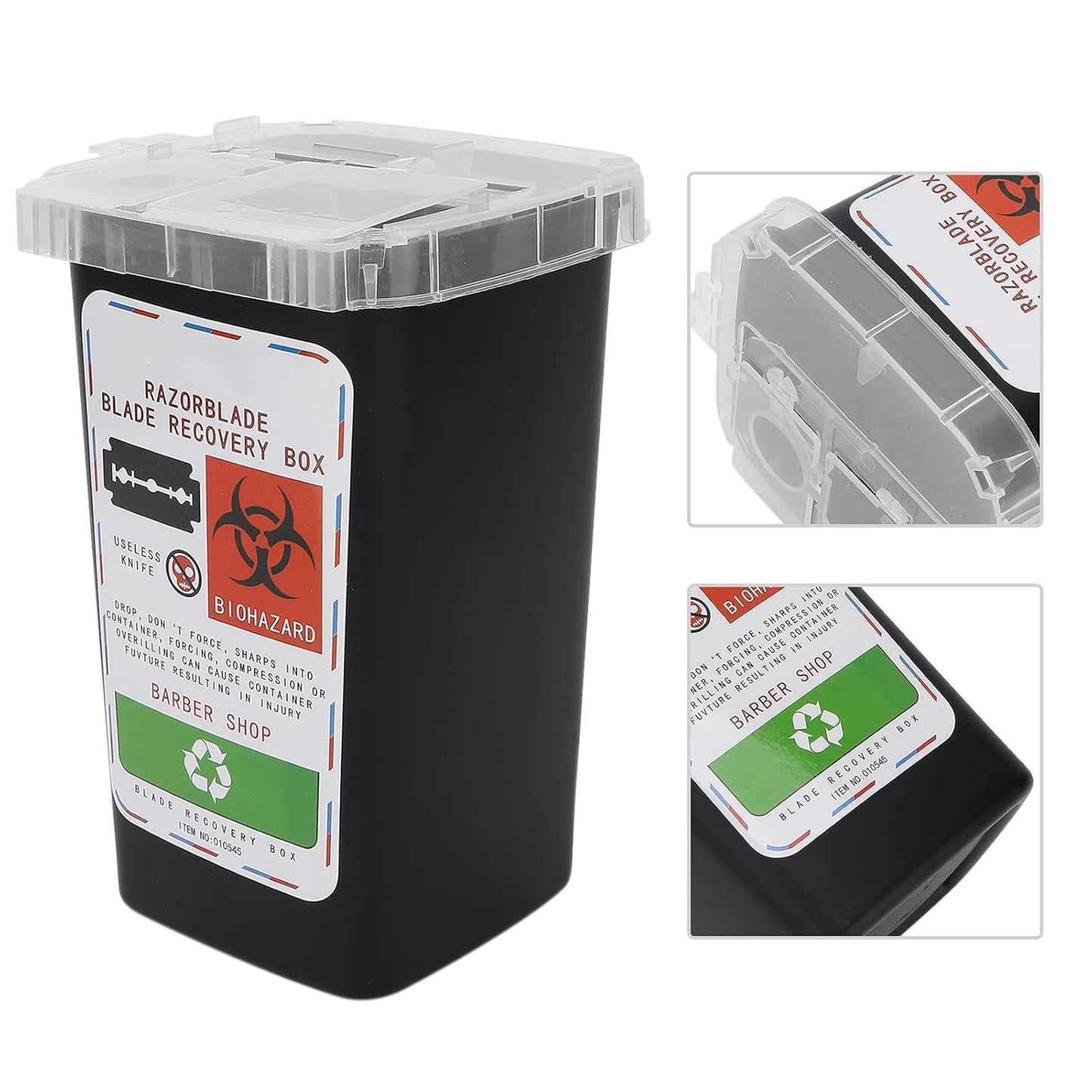 Disposal Blade Container, Strong Sealing Shaving Knife Blade Disposal Collect Box Safety Razor Case for Men Barbershop Hair Salon(Black)