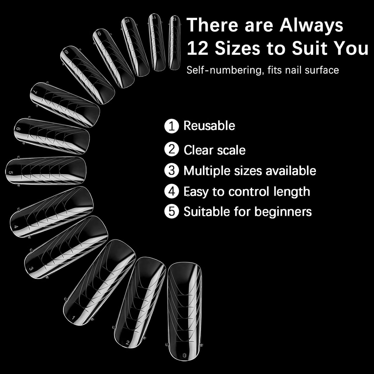 130 Pcs Poly Extension Gel Dual Nail Forms Nail Molds With Scale Builder Coffin Nail for Gel Manicure Nail Art Design Salon DIY at Home (Long Round-Head Dual Nail Forms Set)