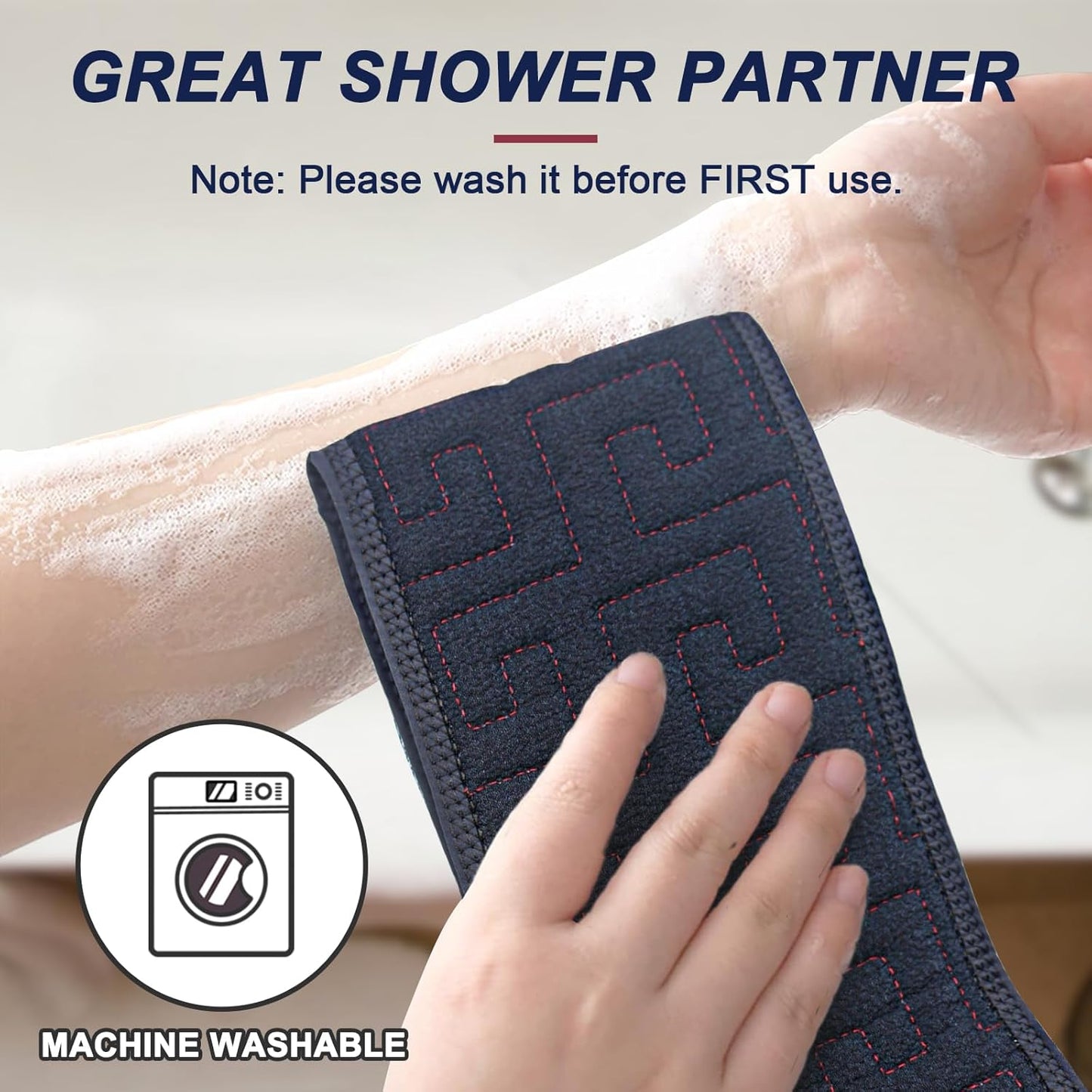 Exfoliating Back Scrubber for Shower, 38 Inches Long Back Exfoliator with Two Handles for Men and Women Acne, Double-Sided Bath Back Washer Body Cleaner to Scrub Your Skin