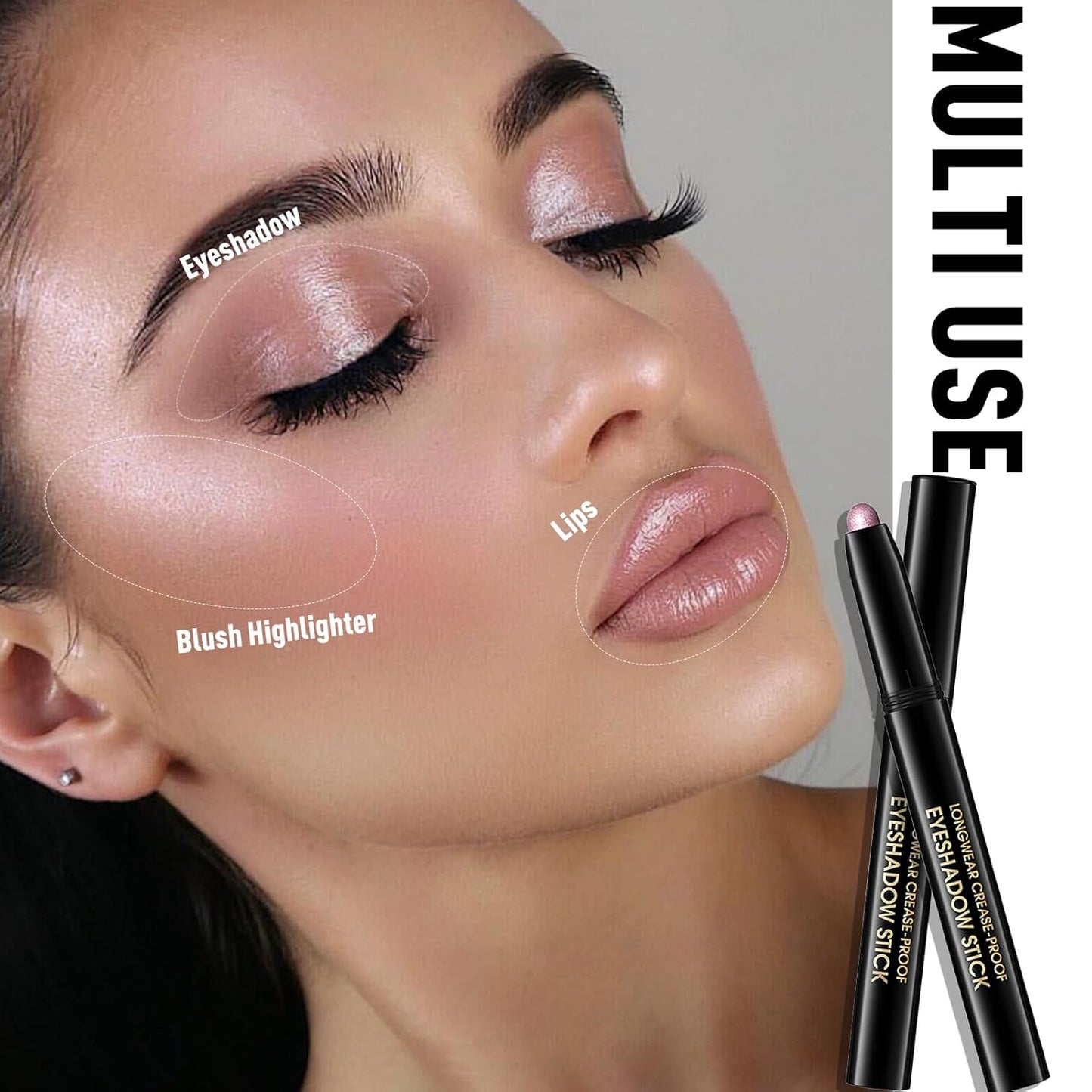 Shimmer Eye Shadow Stick, Cream Eyeshadow Stick Long-Lasting Crease-Proof Blendable Eye Brightener Pencil Multi-use for Eyeliner Highlighter Smooth Cream to Powder Eyes Crayon Makeup, 8 FANCY