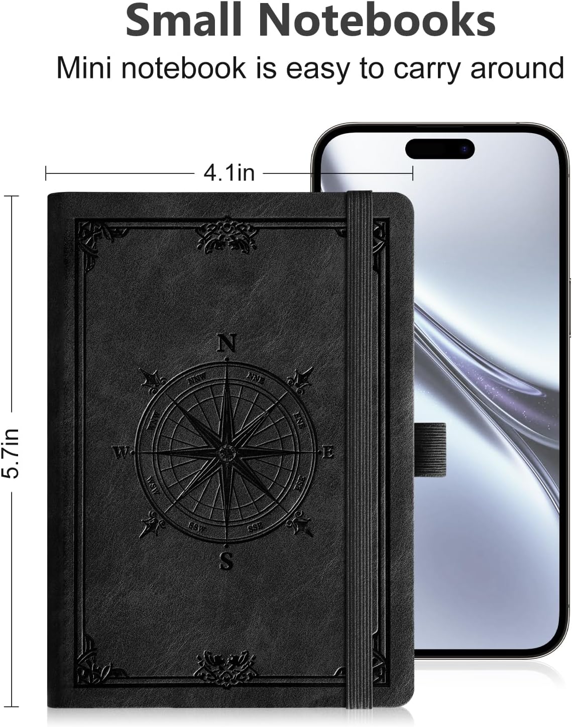 AHGXG Small Lined Pocket Journal Notebook for Men - 256 Numbered Pages College Ruled B6 Mini Journal, Vintage Soft Leather Hardcover, 80gsm Paper, for Women Work Office School, 4.1'' X 5.7''- Black