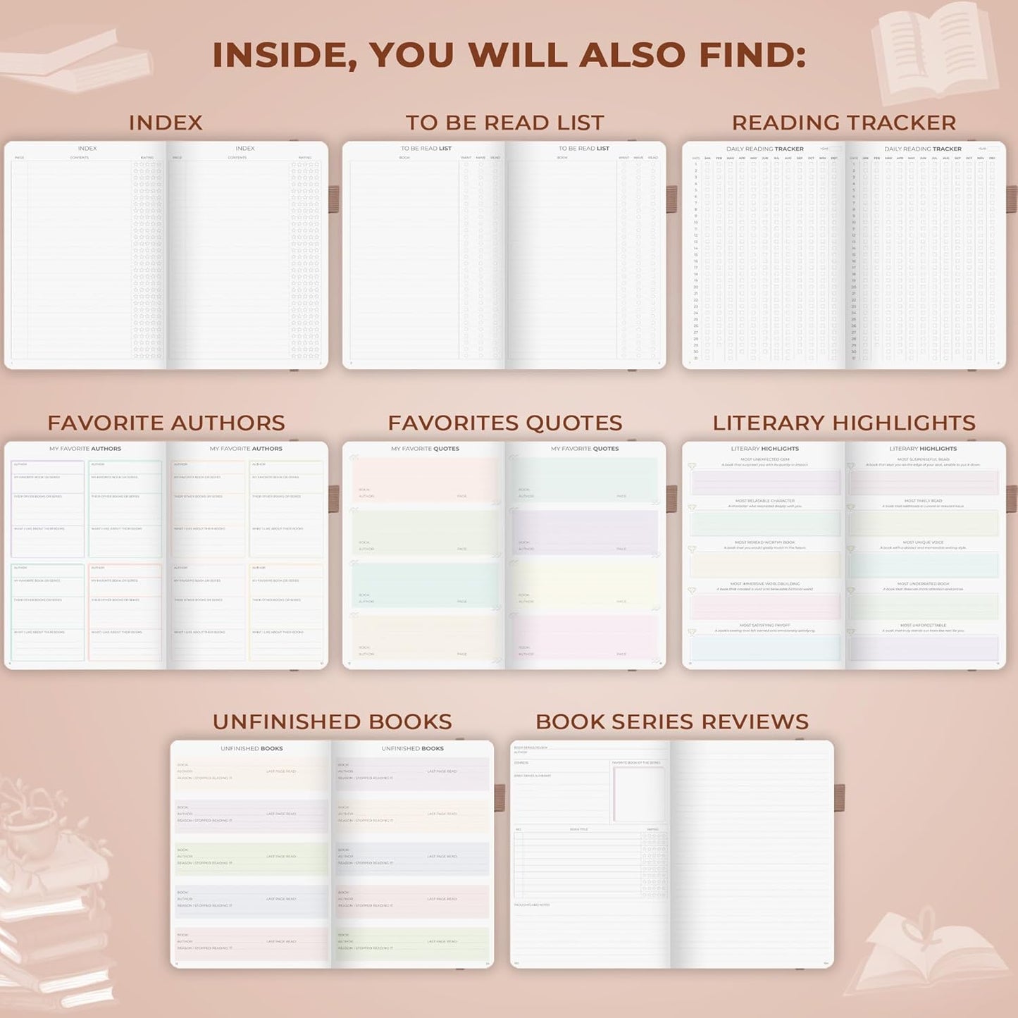 Clever Fox Reading Journal Premium – Review Log Notebook with Reading Tracker – Gifts & Accessories for Book Lovers, Adults & Kids (Rose Gold)