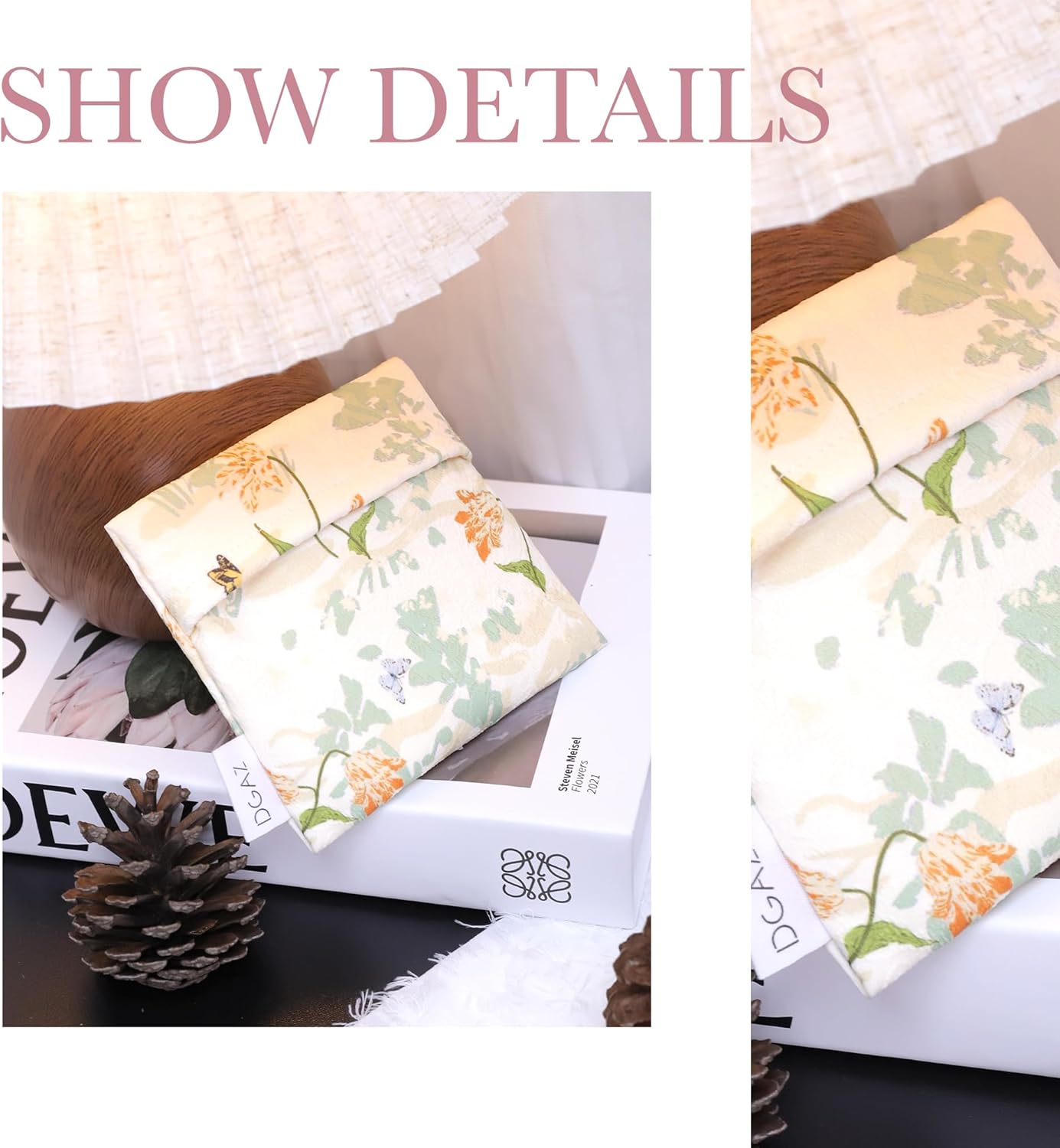 DGAZ Sanitary Napkin Storage Bag, Period Bag for Teen Aged Girls, Portable Period Bag for Panty Liners/Menstrual Cup/Small Tampons,Mini Makeup Bag for Purse(Orchid Grass)