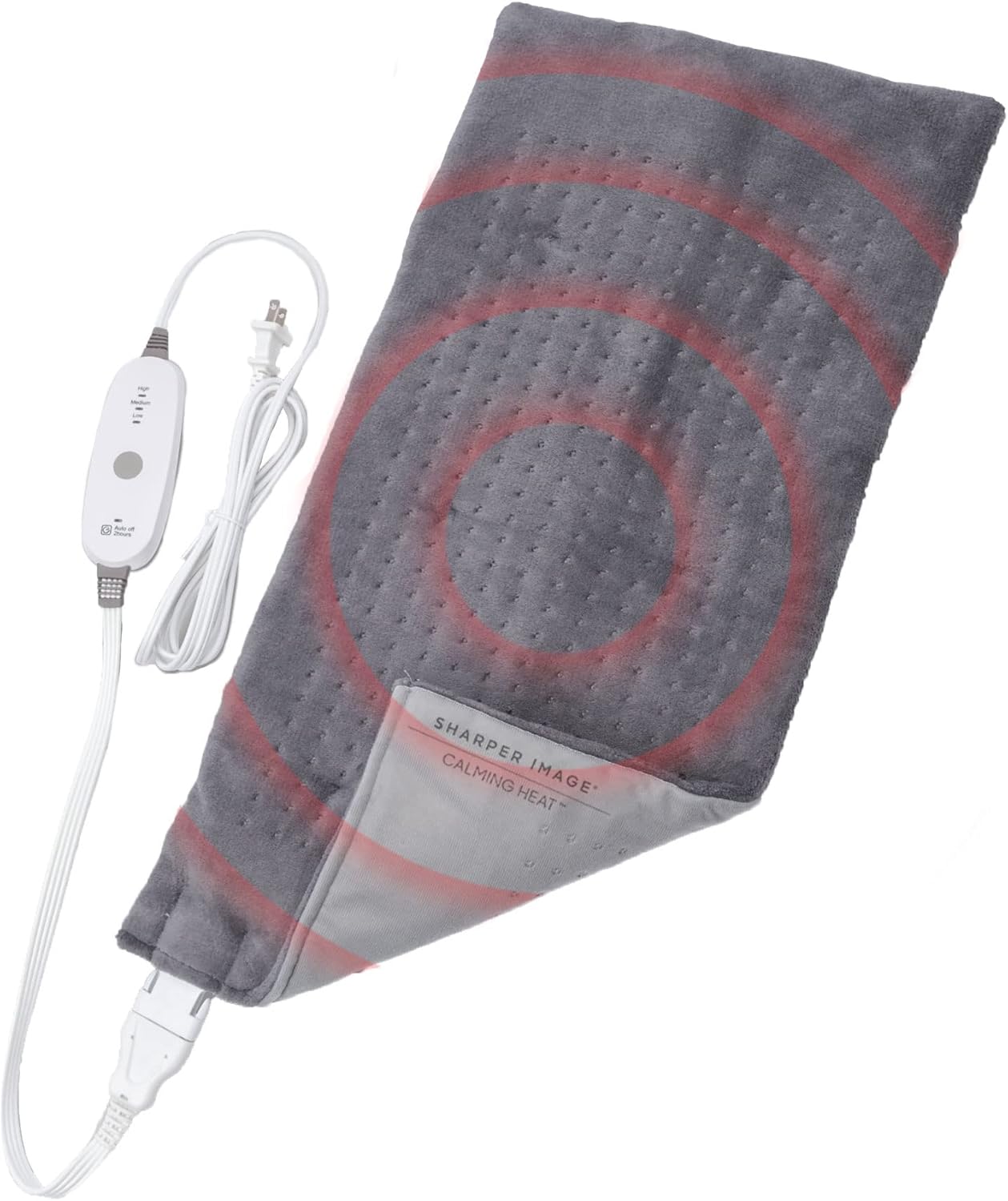 Calming Heat Massaging Weighted Heating Pad by Sharper Image- Electric Heating Pad with Massaging Vibrations, Auto-Off,12 Settings- 3 Heat, 9 Massage- 27 Relaxing Combinations, 12” x 24”, 4lbs